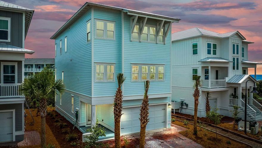 The Bora Bora plan is a stunning 4 bed, 3.5 bath, 2 car garage home located in the highly desirable community of Prominence South along 30A. As you drive up to this home, you will find beautiful brick pavers in the driveway and walkway. The first level of this home has a space that could be used as bedroom 1 or a guest room. The second level has a spacious great room, kitchen/dining area, powder room and laundry room. The kitchen features beautiful cabinetry with under cabinet lighting, a gas cook-top stove, built-in convection oven, microwave and dishwasher. The third level has two bedrooms and an additional suite with a bath and walk-in closet.  Prominence is an essential part of the 30A community, placing a desirable destination for leisure living and entertainment.