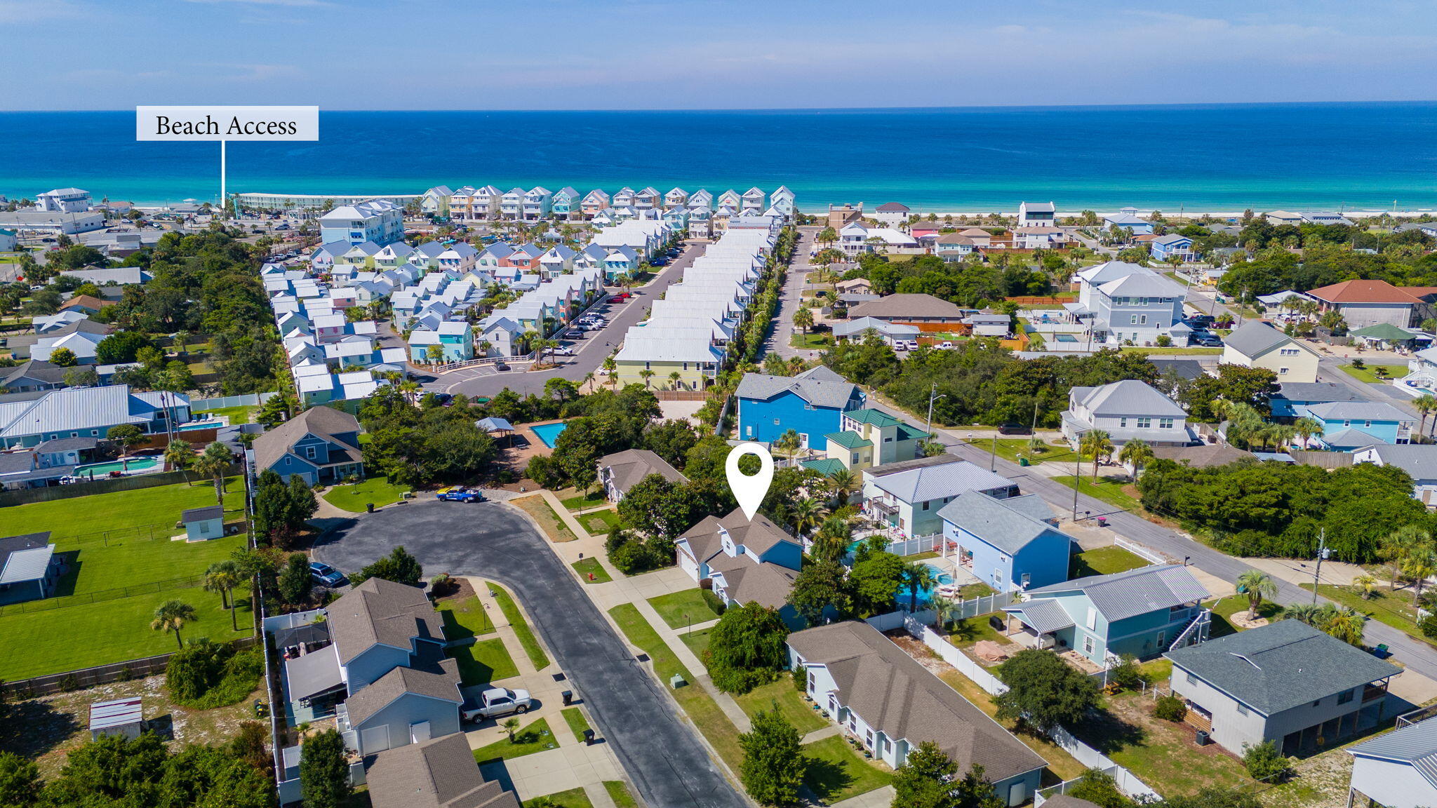 Discover the ultimate coastal lifestyle just blocks from the beach, in a low-density gated community, where tranquility reigns and location is everything. This impeccably maintained residence is just moments from the iconic sugar-white sands, offering a blend of luxury, comfort, and effortless living by the shore.Upon entering, you'll be captivated by the open floor plan with soaring 9-foot ceilings, durable LVP flooring, and flooded with natural light throughout. The kitchen boasts stainless steel appliances, solid wood cabinetry and Quartz countertops complete with an island perfect for making cocktails before a sunset stroll to the beach or leisurely Sunday brunches with the family!
The main level also features a highly desirable primary suite with a 10' tray ceiling, walk-in closet and a spa-inspired bathroom featuring a spacious walk-in shower with soaking tub.
Step outside of the living room to your private backyard, perfect for a low maintenance, outdoor retreat and just two homes away from the community pool. Additional features of this home include a two-car garage, two additional bedrooms, a guest bath and powder room.
Location is everything, especially at the beach! Situated south of Highway 98, this location offers quick access to the white sandy beach, a short drive to Pier Park where you'll enjoy the new Top Golf, Pirate's Voyage, Fresh Market, Target, boutique shopping, and more.
This home is a true coastal retreat and whether you are seeking a second home as a weekend getaway or a primary residence just minutes from the turquoise waters, this gem built in 2015 provides elevated beach living without the crowds in a prime location at an incredible price!