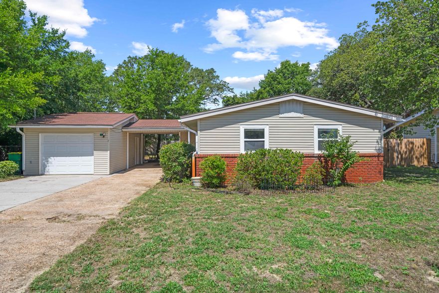MOVE IN READY! Welcome to this beautifully updated 2-bedroom, 1-bath home just minutes from everything the Emerald Coast has to offer. The spacious master bedroom provides a peaceful retreat, while the kitchen shines with granite countertops and stainless-steel appliances, perfect for cooking and entertaining. Located less than 2 miles from the front gate of Hurlburt Field, this home is ideal for military, first-time buyers, or anyone looking for comfort and convenience. You're also just minutes from top-rated schools, shopping centers, dining, and only 5 miles from the white sandy beaches that make this area so special. Whether you're starting out, downsizing, or investing, this home has the charm, location, and lifestyle you're looking for.