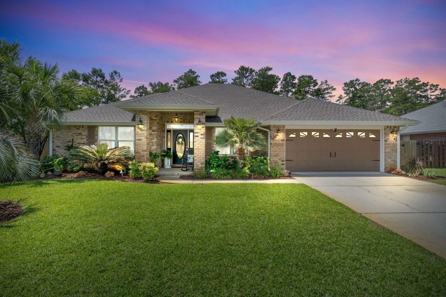 Tucked away in one of the most peaceful corners of the Emerald Coast is a one-owner home that truly checks all the boxes. This tropical retreat blends comfort, privacy, and convenience into one beautifully maintained package--and it's ready for its next chapter.From the moment you pull into the double garage with its sealed floor, you'll sense the pride of ownership. The curb appeal is undeniable: a well-manicured lawn, lush tropical landscaping, and an irrigation system powered by a deep well--so you can keep everything green without a hit to your water bill.Step inside to an open floor plan that invites you to breathe. Natural light pours into the covered patio, making indoor-outdoor living seamless. The split-bedroom layout provides privacy for everyone, while the kitchen boasts a curved bartop perfect for casual meals or entertaining, and yesthe appliances stay. The formal dining area offers plenty of overflow space for gatherings, and a dedicated office makes working from home effortless.

The fully fenced backyard is a true sanctuary, backing up to the woods for extra privacy and peace. Whether sipping morning coffee under the patio roof or hosting a weekend cookout, this space is designed for enjoying life.

The neighborhood itself is a quiet havenno cut-through traffic, underground utilities, and sidewalks right outside the entrance for easy walks or jogs. With an unbelievably low HOA fee of only $48 per year, it's the kind of community that's rare to find. You're just minutes from the beaches, shopping, and military base, and the local schools are only a few miles up the road.

This is more than a houseit's a lifestyle. The sellers are looking for a mid-June closing, so don't wait. Come tour this tropical treasure and make it yours before summer begins. This is the Emerald Coast gem you've been waiting for.

TRIPLE OPEN HOUSE EVENT 5/10/25 10am-5pm 