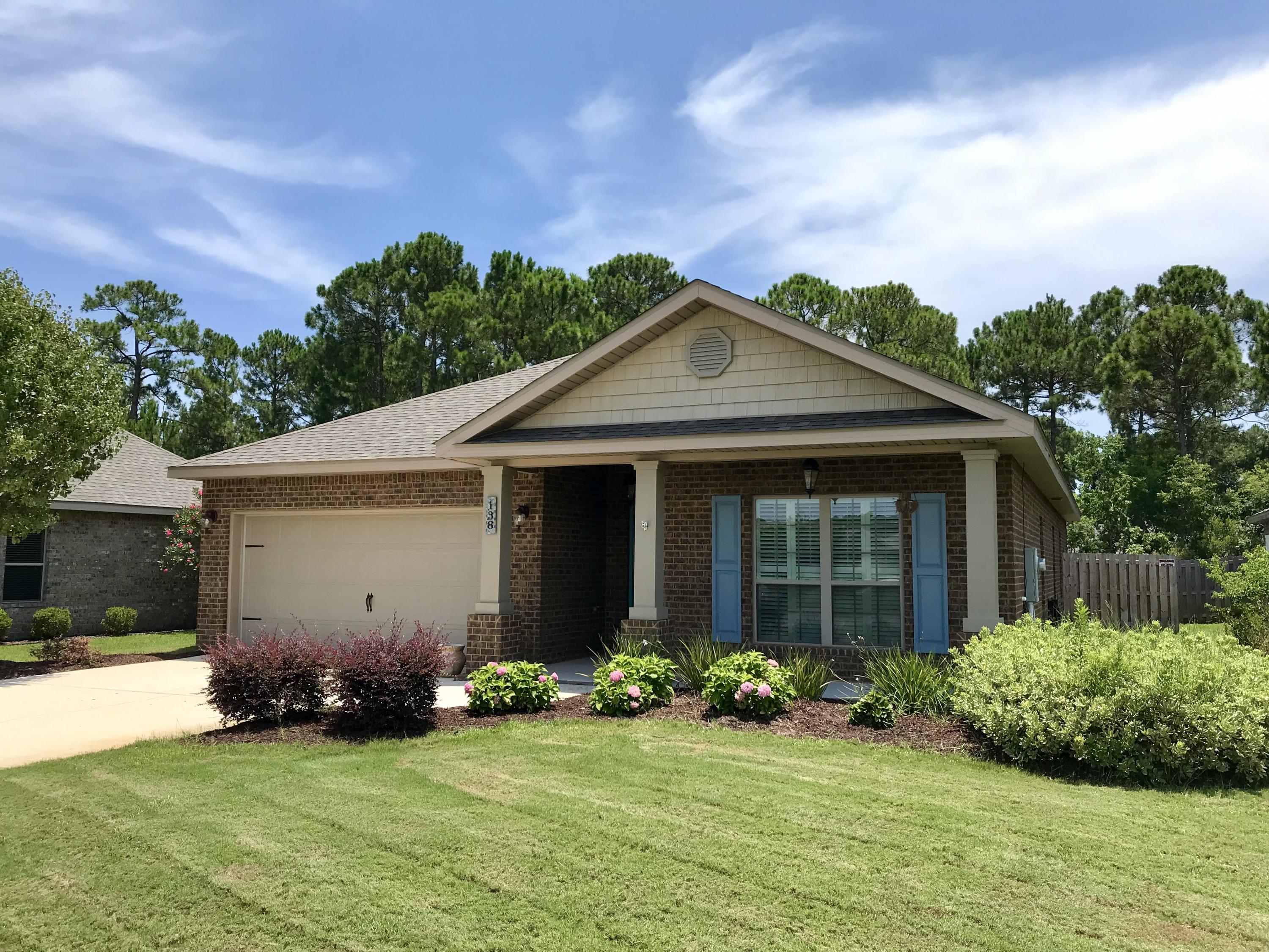 This super cute home is like new and ready for you. Driftwood Estates offers pool, playground. National builder DR Horton's Madeline plan offers 3 bedrooms, 2 bathrooms and office. You'll immediately notice the custom, pre-finished random width#1 common & hickory wire-brushed natural hardwood floors. New carpet in office and guest bedrooms. Kitchen features granite countertops, travertine backsplash and upgraded cabinets with mounted under cabinet lights. Stainless appliances. Spacious master bedroom with nice size walk-in closet. Pets and children will surely enjoy the fenced back yard with beautiful salt water pool.