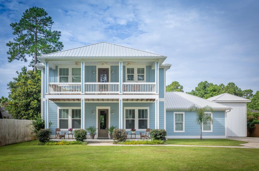 Stunning custom home directly across the street from bay with deep porches that provide great bay views. The quality of construction and attention to detail are instantly evident the minute you drive up to this magnificent home. Situated on a 1/4 acre lot, the home also features a large boat/RV garage as well as a 10X15 workshop. Other features of this custom home include 4 bedrooms, 3.5 baths, beautiful granite & custom cabinetry, spray foam insulation providing excellent energy efficiency, large laundry room upstairs located right next to bedrooms, 10 ft. ceilings on 1st floor & 9 on 2nd floor, and huge master bedroom that opens onto an expansive balcony. Located near 2 Bayfront parks (1 with boat launch) and is just minutes from the beaches of South Walton. This home is the very