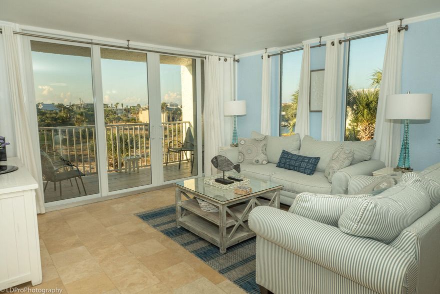Don't miss your chance to own this coastal casual condo in the heart of Destin! Located in Dolphin Point Condominiums, owners have access to pool, pickleball/tennis courts, and clubhouse. Access to Destin Harbor, close to restaurants and shopping, and just a short walk to the white sand beach. The kitchen is equipped with stainless appliances, granite tops, white cabinets, and has a breakfast bar joining it to the dining area. Dining area leads to the living room, opening up to private balcony. Bedrooms are off to the left with a master bathroom adjoined to the master bedroom and a separate, full bathroom in the hallway. Tile flooring throughout and an owner's closet for extra storage space. Unit is furnished and on rental program and easily transferrable to new owner.