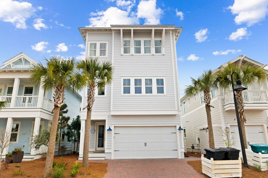 Welcome to Mamma Mia, your idyllic retreat at 145 Siasconset Lane, nestled in the vibrant heart of Prominence on the south side of 30A Inlet Beach, FL. From the moment you step through the door, prepare to be captivated by a whimsical coastal space where every detail has been thoughtfully designed with your utmost comfort, enjoyment and relaxation in mind. Spanning an impressive 3,462 square feet of living area, this stunning house offers a harmonious blend of convenience, coastal elegance and pure bliss. With fun, whimsical coastal decor, this property welcomes you with its serene ambiance and an inviting layout designed for comfort and entertainment. At the heart of the first floor is a primary ensuite retreat that is truly a private oasis. Featuring a king-size bed, gel sleeper sofa, generous walk-in closet and a custom-built wine and coffee bar, this is the perfect place to relax after long day at the beach or exploring all that 30A has to offer. Relax and indulge the senses as you relax on a private porch accessible for guests staying in this private space. Take the elevator or ascend stairs to the next level exploring the delightful custom coastal artwork adoring the shiplap walls. 
The heart of this home awaits you on the second floor, where a culinary enthusiast's dream kitchen seamlessly flows into the ultimate open-concept living/dining and entertaining space that beckons you to every corner to explore. Step onto the second level covered deck to enjoy dining alfresco and take in breathtaking views and ocean air of the Gulf. Ascend to the third floor to discover the majestic primary ensuiteyour personal retreat with unparalleled water views. Wake up to the soothing sound of waves and let the peaceful atmosphere lull you into blissful serenity. With another luxurious king-size bed, sofa and workspace, this retreat promises a blissful escape from the ordinary paces of life. Indulge on the private porch as you make plans for another fun-filled day exploring the sugar sand beaches and coastal dune lakes in the area. With two additional bedrooms, including a serene queen sized bedroom and custom-designed nautical bunk room with six cozy bunks, there's more than ample space for family and friends to spread out fully immersed in comfort and privacy.
A spacious two car garage and two dedicated driveway parking spaces provides ease of access and peace of mind. Situated on a prime street, this home is located just a few short steps to the private beach walkover for members-only Watersound Beach Club or an easy golf cart ride to several convenient public beach access points on 30A. Prominence South is a vibrant and bustling beach community located immediately behind the Big Chill (formerly known as the Hub) teeming with shops, coffee bars/restaurants and entertainment venue featuring family-friendly activities and showcasing top sporting events. The community offers two resort-style pools and work-out room and is conveniently located minutes to world-class dining and retail at nearby Alys, Seacrest and Rosemary Beach. 
The interiors of this home are adorned with premium finishes and equipped with state-of-the-art amenities, enhancing the home's high-end luxury appeal. Offered turnkey and fully-furnished with a few minor exceptions noted in documents section, this property is ideal as a high-income producing short-term vacation rental, second home or primary residence. Generating over $175K in annual gross rental revenue with more than 15 five-star reviews, this charming coastal haven is custom-designed for entertaining. Don't miss the chance to delight your friends and family with one of the most popular vacation rentals in the area. Contact your favorite realtor to schedule your private showing today. 
