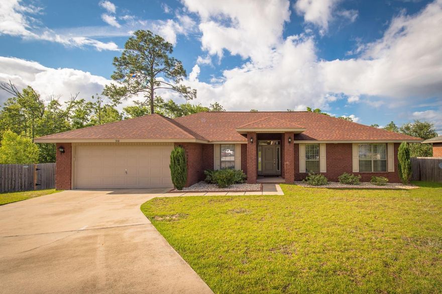 This beautiful Crestview home awaits its new owners! Located on a quiet cul-de-sac just minutes from schools, grocery stores, restaurants, and only 15 minutes from Duke Field, makes this property one to see. Built in 2011, this all brick home features 3 bedrooms, 2 bathrooms, almost 1800 SF of living space, but feels much larger due to vaulted ceilings and open floor plan. Kitchen boasts gorgeous granite counters, stainless steel appliances, and eat-in breakfast nook. Tile floors are featured in all wet areas for easy maintenance. Master bedroom is large, with en suite that has double vanity, garden tub, separate shower, and walk-in closet! The owners have maintained this home to the highest degree and it shows like new!Any information deemed important to be verified by buyer.