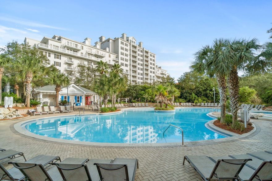Set in the beautiful Bahia community within the coveted Sandestin Golf and Beach Resort, this 1 bedroom, 1 bathroom, 848 sqft third floor fully furnished and stocked condo has a gorgeous view of the Grand Sandestin pool through its floor to ceiling windows. Bahia residents enjoy access to a resort-style pool, a state-of-the-art fitness center, underground garage parking (with additional caged storage), and the private Solstice Club, featuring grilling stations, a screened-in porch with a gas fireplace, a fully equipped kitchen, and a flat-screen TV making an exceptional space for upscale gatherings. Situated just steps from the Village of Baytowne Wharf, this property is surrounded by fine dining, boutique shopping, and vibrant entertainment. Whether you're seeking a luxury vacation retreat, a full-time residence, or an investment opportunity, this beautifully appointed condo embodies the elegance and prestige of Sandestin Resort living.