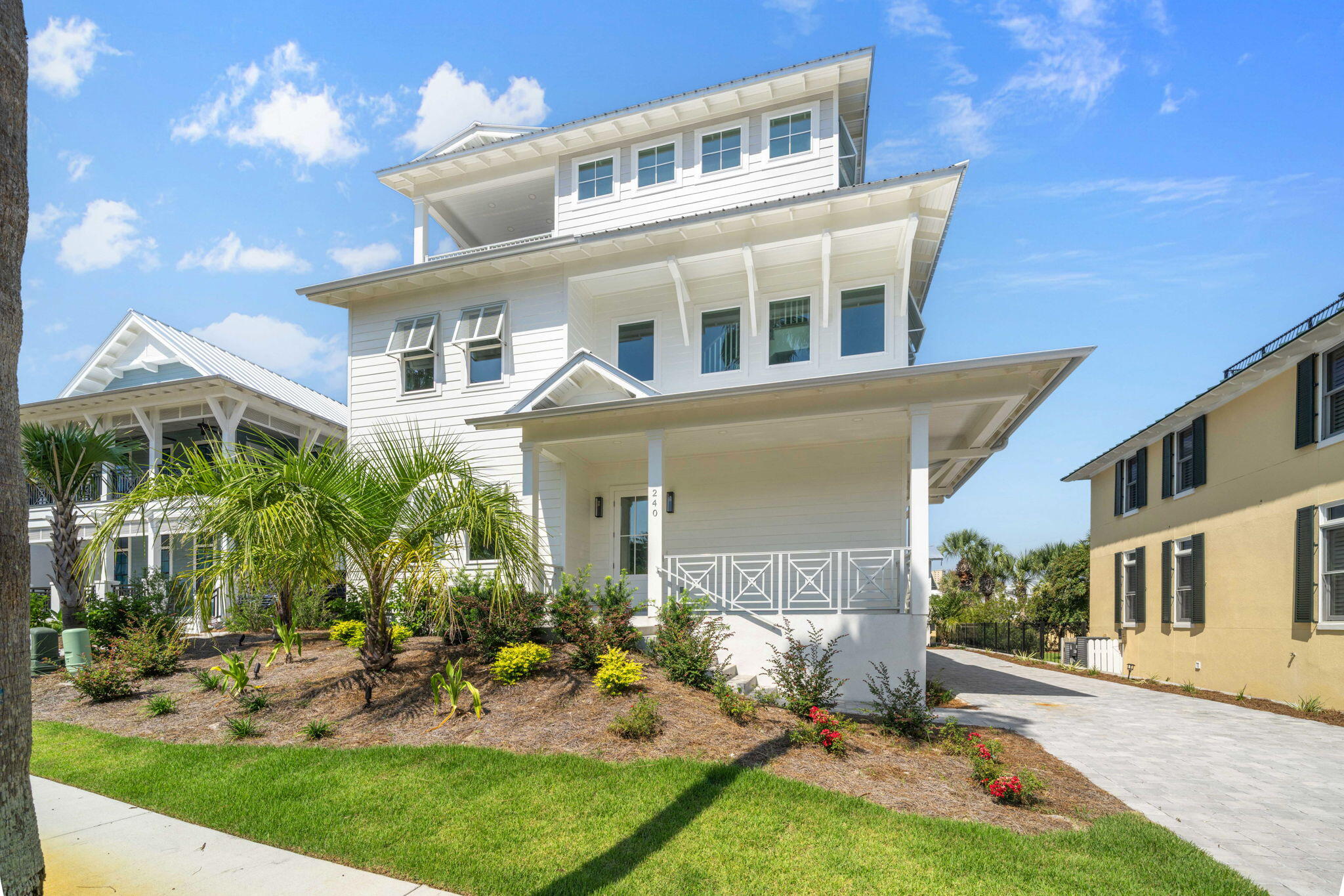 Welcome to the pinnacle of luxury in the exclusive Caribe community! This brand-new, 4,223 sq ft gulf view home is a masterpiece of design, offering an unparalleled lifestyle and exceptional rental income potential. The first floor features a family room and three bedrooms that open directly to a private backyard oasis with a sparkling pool and patio.The second floor presents a professional-grade kitchen with Sub-Zero and Wolf appliances, a walk-in pantry, and a cozy gas fireplace. The luxurious master suite is also on this level with direct patio access. For ultimate convenience, the home is pre-wired for an elevator. The top floor features a Gulf-view porch, perfect for enjoying sunsets. Beyond the home's stunning features, its location is unmatched. Just a short walk away is a private beach access, allowing for easy trips to the sugar-white sand. The community also offers exclusive use of two neighborhood pools and tennis courts. This is more than a home; it's a statement of coastal sophistication in one of Miramar Beach's most coveted neighborhoods.