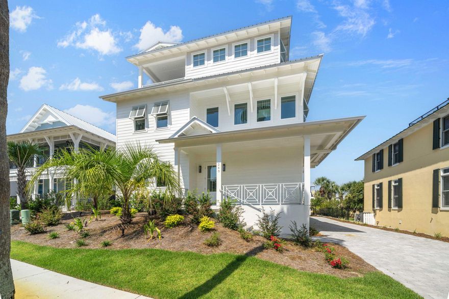 Welcome to the pinnacle of luxury in the exclusive Caribe community! This brand-new, 4,223 sq ft gulf view home is a masterpiece of design, offering an unparalleled lifestyle and exceptional rental income potential. The first floor features a family room and three bedrooms that open directly to a private backyard oasis with a sparkling pool and patio.The second floor presents a professional-grade kitchen with Sub-Zero and Wolf appliances, a walk-in pantry, and a cozy gas fireplace. The luxurious master suite is also on this level with direct patio access. For ultimate convenience, the home is pre-wired for an elevator. The top floor features a Gulf-view porch, perfect for enjoying sunsets. Beyond the home's stunning features, its location is unmatched. Just a short walk away is a private beach access, allowing for easy trips to the sugar-white sand. The community also offers exclusive use of two neighborhood pools and tennis courts. This is more than a home; it's a statement of coastal sophistication in one of Miramar Beach's most coveted neighborhoods. 