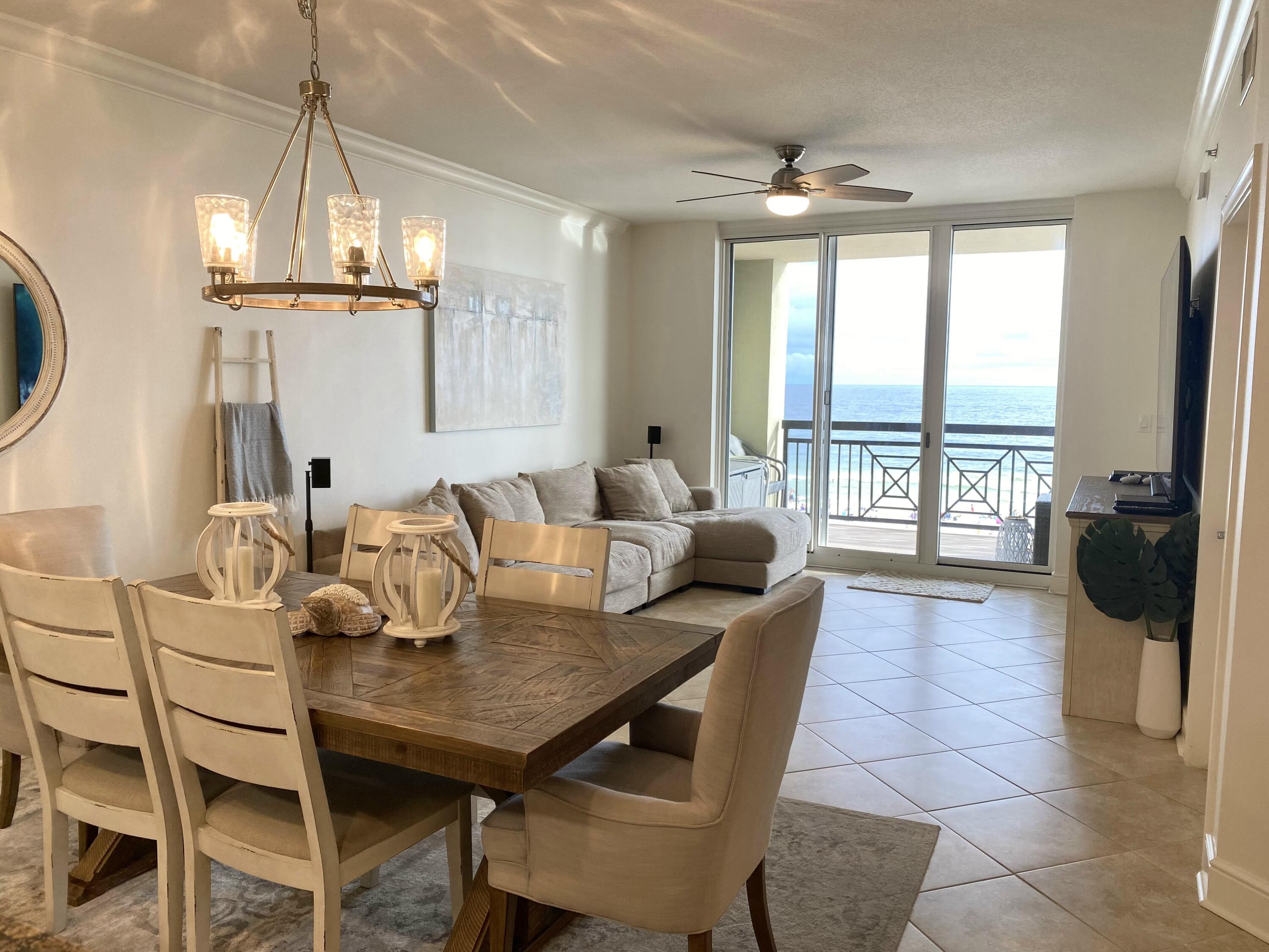 NEVER RENTED 3 bedroom with bonus bunk/media room that can be used as a 4th bedroom. This gulf front condo has 3 bedrooms and 3 full bathrooms. The open living room has beautiful views of the gulf of Mexico. Updates include new refrigerator, new washer/dryer, new paint, new fans and light fixtures. The master bedroom/bath has balcony access, 2 closets, and garden tub, double sinks and walk in shower. Includes storage locker located near the 4th floor elevator.Azure is a beautiful upscale resort located walking distance to local restaurants, shopping, Okaloosa Island Pier, and the Gulfarium. On site amenities include two large gulf front swimming pools, 2 hot tubs, a children's splash pad, fitness center, gas grills with picnic area, gated covered parking, and private beach access.