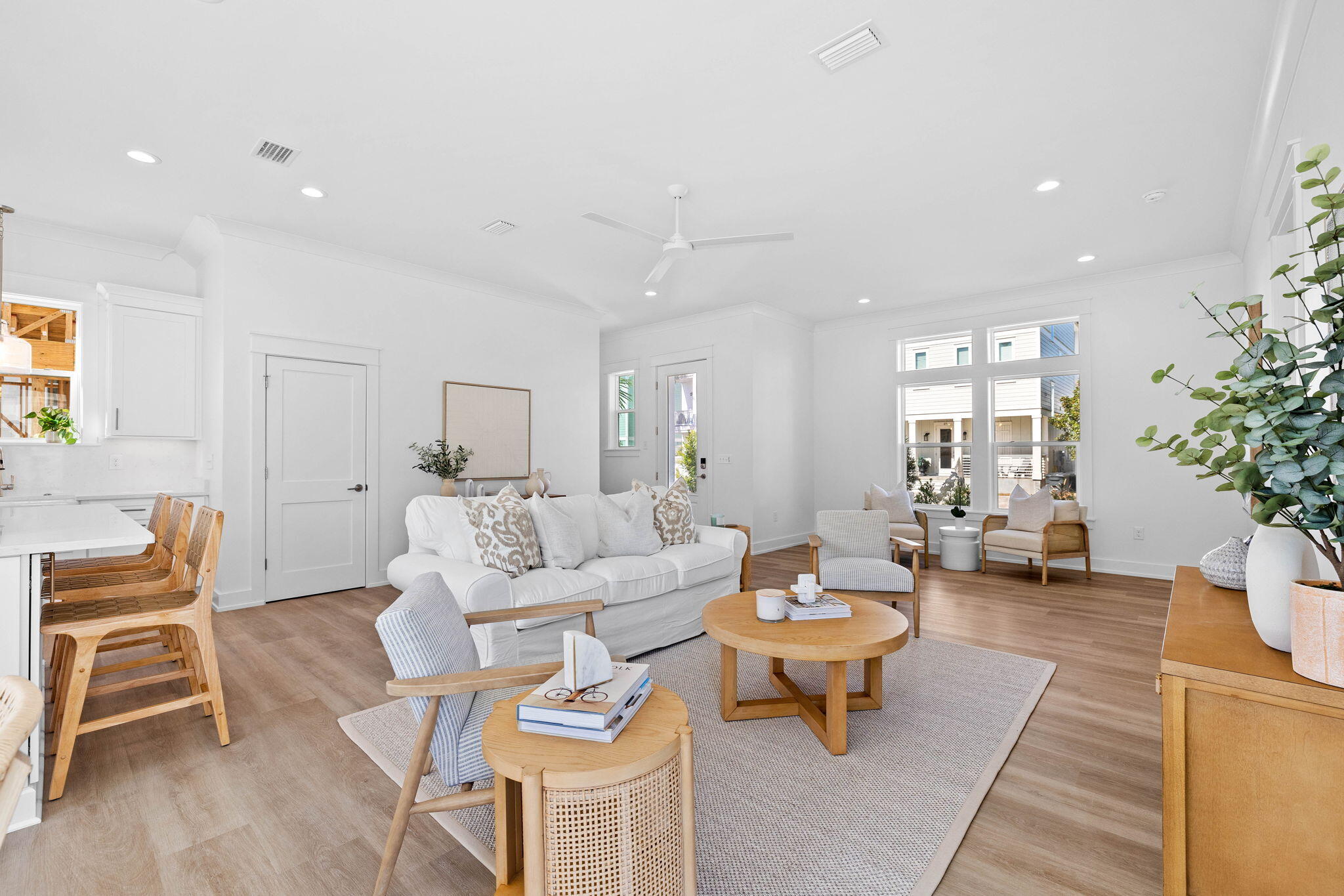 Welcome to 36 Abbey Road, where luxury and coastal living converge in this stunning New Construction Home just off 30A. Boasting 5 Bedrooms, 5 Bathrooms, Plus a Bunk Room, this exquisite residence offers ample space for family and guests to unwind and indulge in the ultimate beachfront lifestyle. As you enter through the front door, you'll be greeted by a grand and inviting open living, kitchen, and dining area. The well-appointed kitchen features top-of-the-line appliances, elegant cabinetry, and a generous island, perfect for entertaining.