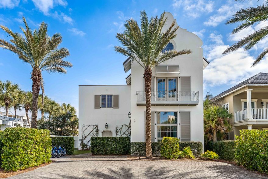 LOVE the WHITE architecture of the East end of Scenic Hwy 30-A? Elysee has that LOOK at a GREAT VALUE & is PERFECTLY LOCATED between ALYS & ROSEMARY BEACH. This GATED LOW DENSITY  community gives you the benefits...walk or bike to restaurants, shopping & a synergistic lifestyle of TRADITIONAL NEIGHBORHOODS. Over 4600 sf of SPACIOUS LIVING provides room for the entire family to enjoy. PRIVATE POOL & courtyard off LIVING/DINING area & kitchen provide an OUTDOOR OASIS. A Floating staircase w/ floor-to-ceiling windows leads to 2nd floor w/ MAIN SUITE & 2 guest suites. MASTER BATH is light-filled w/ soaking tub & spa-like marble & fixtures. There are 2 huge walk-in closets in spacious BR. 2 Guest suites are on 2nd floor totaling 5 BR which makes this a GREAT RENTAL Home. PRIVATE BEACH ACCESS