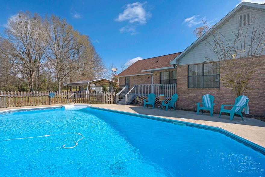 2018: New Water Heater, New Polaris Automatic Pool Vacuum (your pool will always be clean), Two New Electrical Panels and ALL Windows have been Replaced with New Double Pane Glass.
Country living at its finest! You will enjoy the peace and serenity this property has to offer while being 15 min. from I-10 and approximately 45 min. to the beautiful beaches of Destin. This 4 bedroom, 3 1/2 bath home sits on 5 gorgeous acres with your own backyard oasis to include an in-ground pool, deck and gazebo for enjoying the natural landscape and awesome wildlife. There is a large bonus room and half bath upstairs, perfect for a game room, craft room or man cave! You will also enjoy the heated/cooled sunroom with a wall of windows overlooking the pool. Looking for a military base? Eglin Air Force Base Duke Field 77th Special Forces and Hurlburt Field Special Operations are all within a 45 min. drive. After a long day of work, come home and unwind in your extra deep garden tub. For the cold nights, sit and relax in front of your wood burning fireplace.

Niceville (30 min), DeFuniak Springs (15 min), Paxton (12 min), Mossy Head (15 min), Crestview (30 min)