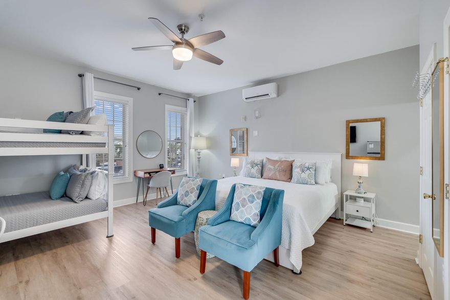 Welcome to the Village of South Walton, one of the most sought-after destinations along the east end of 30A. As you step into Unit B279, you'll immediately notice the bright, open floor plan, enhanced by abundant natural light streaming in through the balcony doors and windows. This beautifully updated studio unit is fully furnished and boasts numerous upgrades, including fresh paint, new luxury vinyl plank (LVP) flooring, a hot water tank, updated furnishings, a new refrigerator, and a recently replaced HVAC system.

The unit features a comfortable king bed along with full-over-full bunk beds, providing ample sleeping accommodations. Step out onto the balcony off the kitchenette—an ideal spot to enjoy your morning coffee in peace. Situated near the community pool and surrounded by dining and shopping options, this location ensures a hassle-free and relaxing vacation experience.

The Village of South Walton offers exclusive deeded beach access via a tram, convenient bike rentals, and is located right along the scenic walking and biking path on 30A. With a strong rental history and turn-key readiness, this unit is an exceptional investment opportunity or personal retreat.