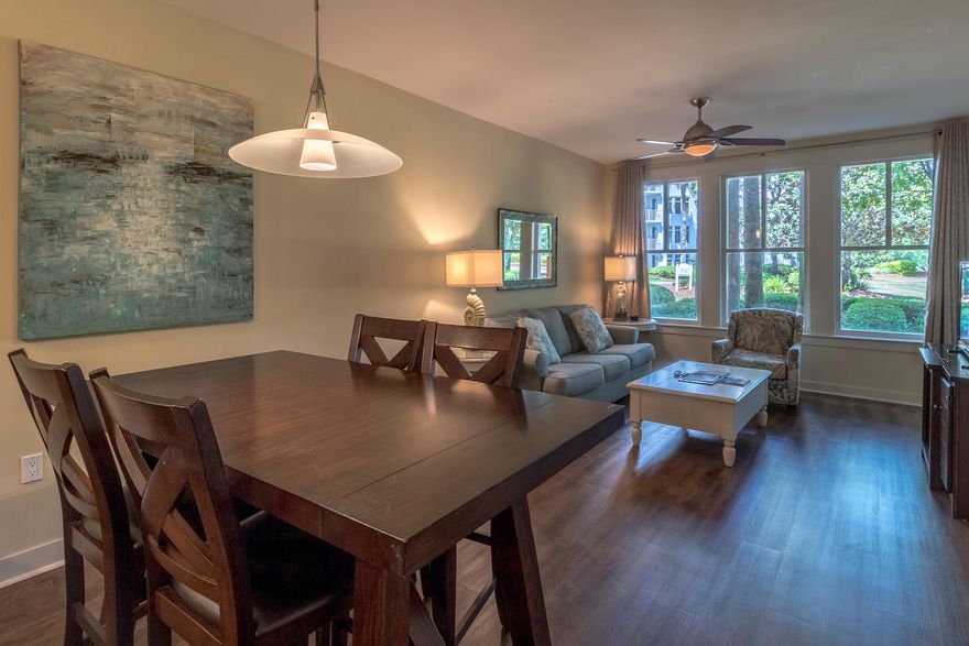 Beautiful ground floor condo with a large rounded patio overlooking the Grand Gardens. Condo features hardwood floors and granite countertops and is located in the Village of Baytowne Wharf with fabulous shopping as well as casual and formal dining, night life and year round activities. All within the gates of Sandestin Golf and Beach Resort with beach access, golf, tennis, a marina, and other amenities. Owners and their guests in Bahia also have access to the private Solstice Club with grills, screened porch with gas fireplace, indoor bar, flat screen TV, and indoor and outdoor seating.