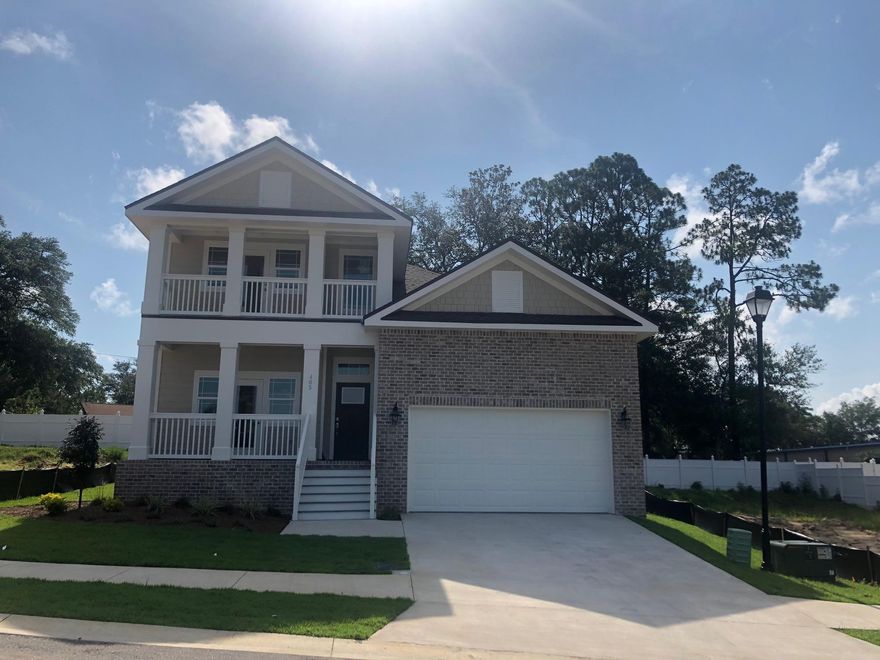 Niceville's newest subdivision set up high on a hill overlooking Baggy Bayou. Hideaway Ridge of Niceville features outstanding views of the city and the water. The subdivision features all underground utilities including gas, electric and cable. Beautiful street lamps , lots of green space, very private. Must see to appreciate.This house ''The Gardenia'' is just under 2400 square ft., 4 bedrooms with a study, 3 baths. Built in Fireplace, big columns in the front. Nice water views from balconies. Box Beamed, Tray and Vaulted ceilings 10 ft ceilings on first floor. Tile showers, 2 x 6 construction, Granite counter tops, wooden cabinets. Gas stove with hood, Ranai gas water heater. Two AC units. VA Approved.