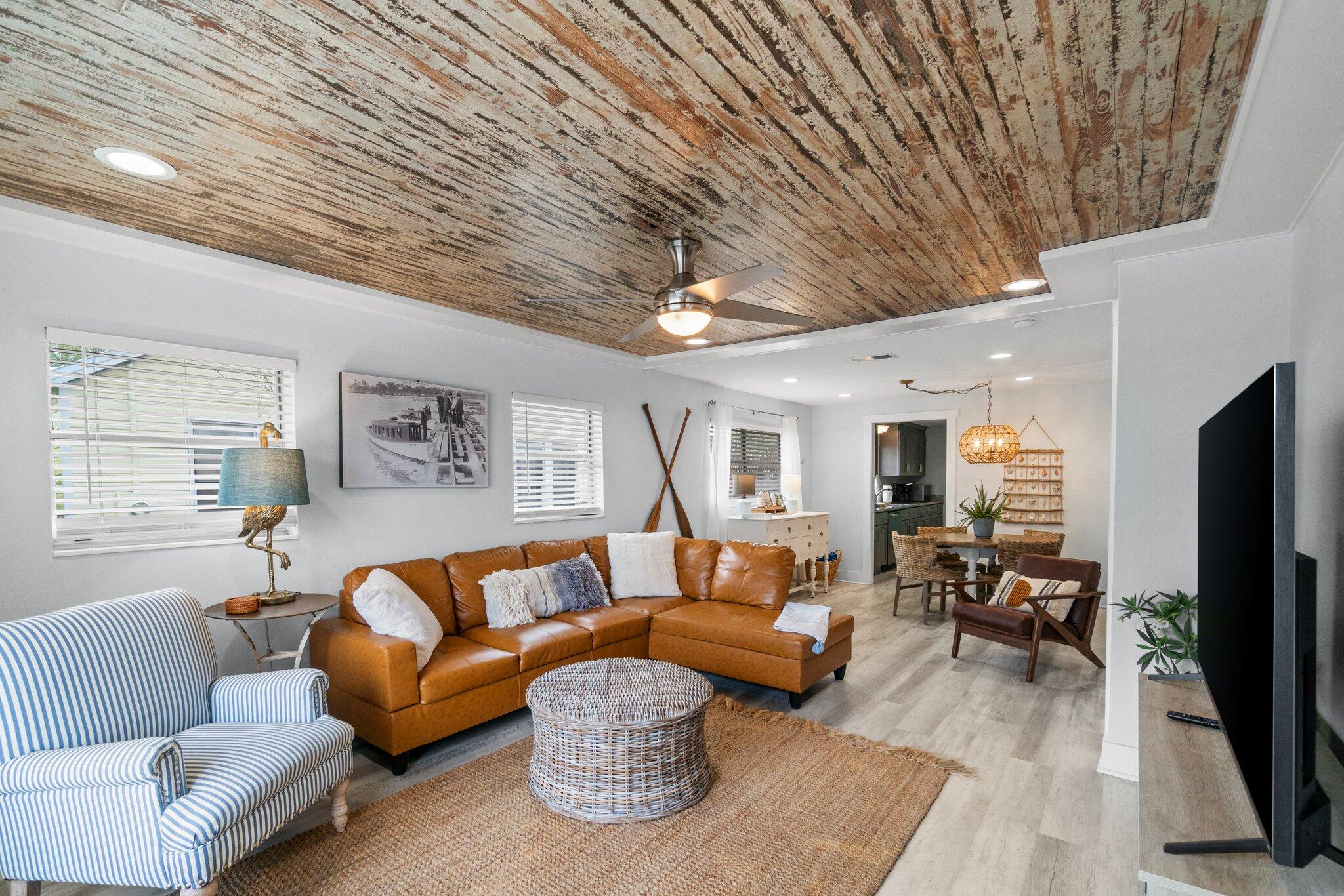 HERE IT IS! You've found your adorable beach home in the quaint town of Port St Joe, and it's ready for you RIGHT NOW!Coral Reef has been COMPLETELY REDONE inside and features the following: --Fully furnished and ready to rent or enjoy
--Fabulous screened-in front and back porches with ceiling fans
--Open living/dining space
--Beautiful wood detail on ceilings
--Spacious kitchen with large sink, pantry, and plenty of cabinets
--Owner's closet for secure storage
--Beachy colors and decor details
--Adorable penny tile in bathrooms
--LVP flooring in bedrooms, living spaces
--Tankless water heater
--Separate laundry room
--Large backyard with firepit and grill
--Room for a pool!
--Outdoor shower
--Fully fenced for privacy
--36' x 48' pole barn behind backyard (Store your RV or make it an extended entertainment space!)
--Metal roof
--Quiet street
--Carport/covered parking for one vehicle
--Additional driveway spot
--Sidewalk in front; walk to downtown!
--Effective year built: 2003
PLEASE NOTE: The RV and golf cart do not convey. Selected decor items are excluded.
See list, attached.