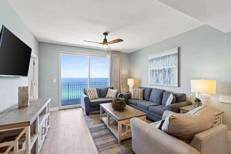 Opportunity to own in the highly sought Splash Resort. Splash is the most unique resort destination in Panama City Beach. With unequaled amenities to include Lazy River, Toddler Frog and Turtle Splash Pad, and kids Water Bucket Playground, full state-of-the-art Fitness Center, a Pool and Jacuzzi just for the Adults, Island Style Beach Bar and Grill, Interactive water Toys, and coffee & snack shop. All located on over 400' of Gulf Beach Frontage. Garage Parking is accessed via the covered walkover. There is also a Beach Apparel/Surf Shop and On-Site Rental Management and Check-In desk. Unit 1002 is a beautifully furnished 2 bedroom, 2 bath floor plan. Providing stunning Gulf views from Balcony, Master & Living Area. CLICK ON MORE TO SEE FULL REMARKS AND DETAILS. BUYER TO VERIFY ALL INFO Opportunity to own in the highly sought Splash Resort. Splash is the most unique resort destination in Panama City Beach. With unequaled amenities to include Lazy River, Toddler Frog and Turtle Splash Pad, and kids Water Bucket Playground, full state-of-the-art Fitness Center, a Pool and Jacuzzi just for the Adults, Island Style Beach Bar and Grill, Interactive water Toys, and coffee & snack shop. All located on over 400' of Gulf Beach Frontage. Garage Parking is accessed via the covered walkover. There is also a Beach Apparel/Surf Shop and On-Site Rental Management and Check-In desk.
Unit 1002 is a beautifully furnished 2 bedroom, 2 bath floor plan. Providing stunning Gulf views from the generous balcony, the living/dining area and kitchen, as well as, the spacious Gulf front Master Suite. 9' ceiling enhance the open floor plan. Unit feature include tile and vinyl plank floors, granite kitchen and vanity tops, window treatments (2022), stack washer/dryer, HVAC (2020), refrigerator (2022), range (2021), microwave (2021) dishwasher (2021) water heater (2024). Unit conveys turnkey rental ready. Fully stocked and furnished.
Splash is located just minutes from the restaurants, shopping and entertainment of Pier Park and Frank Brown Park. And just 15 minutes to Scenic Hwy 30A to the west.
BUYER TO VERIFY ALL IMPORTANT INFO