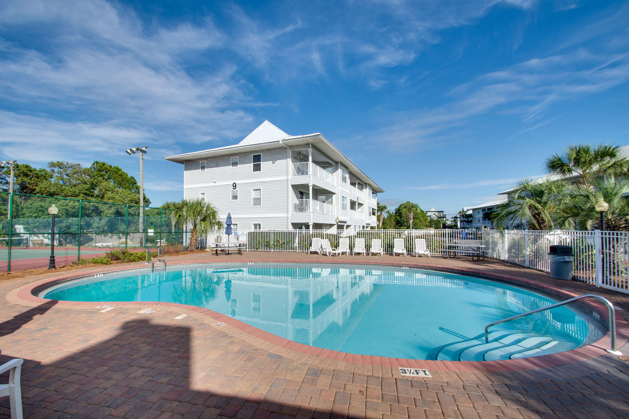 Live the 30A lifestyle for under $500k! This beautiful 2 BR/2Bath condo is being sold fully furnished! Adorned with granite counter tops with a recently remodeled kitchen, this home is sure to be a favorite beach get away! Boasting a full-size stackable washer and dryer, 3 queen beds, recently painted and no popcorn ceilings! Plantation shutters on all the windows and the patio door make you feel like you are in a tropical paradise! Access to the beach is only a short walk or ride on the golf cart shuttle to the public beach access on San Roy! Amenities include 2 swimming pools for those days the water is too rough, tennis court, shuffleboard and a coastal lake to kayak or paddleboard on.