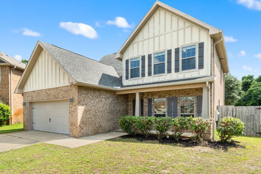 Welcome to this spacious 3 bedroom, 2.5 bathroom, plus bonus room home nestled in the charming Magnolia Village neighborhood in Navarre, FL. Located less than a half of a mile to public access to the Santa Rosa Sound,  just 4.7 miles to Navarre Beach, 13 miles to Hurlburt Field, and minutes away from shopping and local restaurants! Complete with a 2023 Roof for peace of mind! Once inside, you'll find an open concept living, kitchen, and dining area. The kitchen features granite countertops, stainless steel appliances - including a 2024 refrigerator and dishwasher - and a kitchen island with additional storage cabinets. Just off the kitchen and dining areas is a door to the covered patio with extended concrete pad and the fully fenced in, expansive backyard space complete with a newer  outdoor storage shed. The first floor also houses a half bath, as well as the primary bedroom with spa-like ensuite featuring double sinks, a generous sized walk-in closet, and a fantastic tiled walk-in shower. Upstairs, you'll find brand new carpet throughout! The second floor hosts the large bonus Room, laundry room, and the two generous sized additional bedrooms that share a Jack and Jill bathroom. Schedule your showing today!