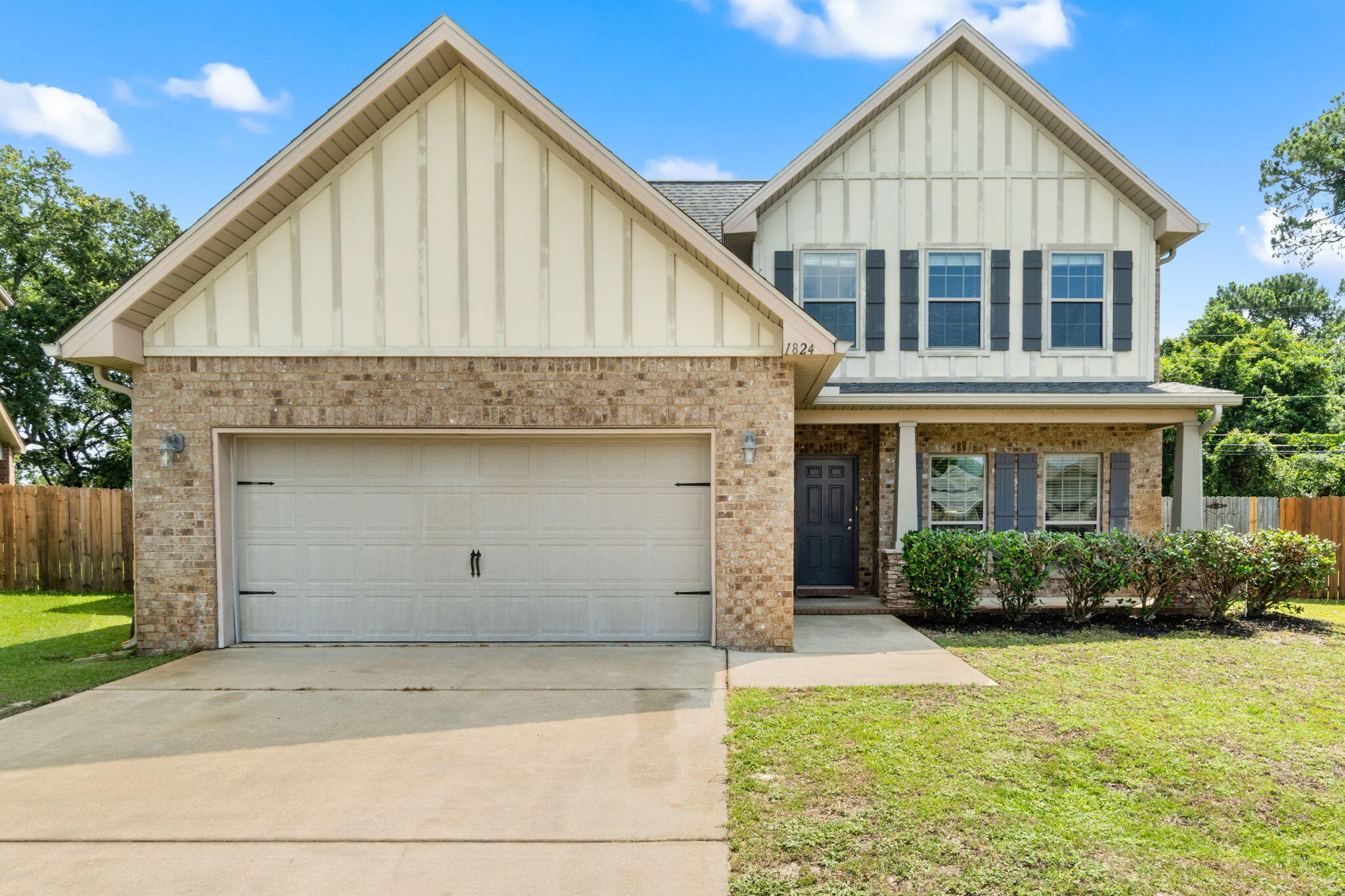 Welcome to this spacious 3 bedroom, 2.5 bathroom, plus bonus room home nestled in the charming Magnolia Village neighborhood in Navarre, FL. Located less than a half of a mile to public access to the Santa Rosa Sound, just 4.7 miles to Navarre Beach, 13 miles to Hurlburt Field, and minutes away from shopping and local restaurants! Once inside, you'll find an open concept living, kitchen, and dining area. The kitchen features granite countertops, stainless steel appliances - including a 2024 refrigerator and dishwasher - and a kitchen island with additional storage cabinets. Just off the kitchen and dining areas is a door to the covered patio with extended concrete pad and the fully fenced in, expansive backyard space. The first floor also houses a half bath, as well as the primary bedroom with spa-like ensuite featuring double sinks, a generous sized walk-in closet, and a fantastic tiled walk-in shower. Upstairs is the large bonus Room, laundry room, and the two generous sized additional bedrooms that share a Jack and Jill bathroom. Schedule your showing today!