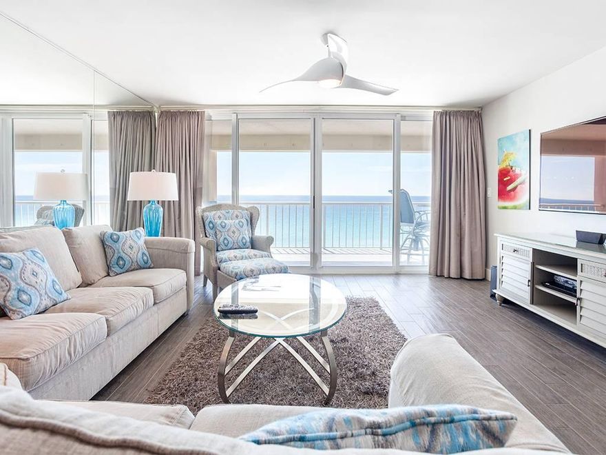 GULF FRONT Large 2 bedroom, 2 bathroom condo with stunning views of beach and Gulf.  A top grossing unit exceeding $90k rentals in 2021.  In-house rental agency offers lower fees & higher than average net income.  Gated property with large private beach front, Gulfside pool & fitness center, assigned parking space in garage.  Designer decorated unit with large balcony for entertaining.  Centrally located near Destin attraction & restaurants. Unit features floor to ceiling windows with expansive views of the panhandles white sand beaches and beautiful emerald water.