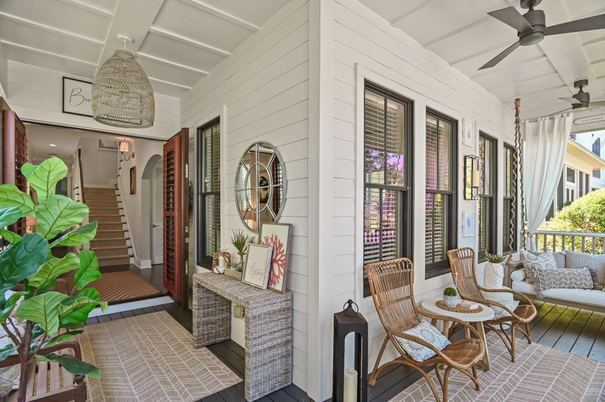 Located in Phase 1 of NatureWalk at Seagrove, this beautifully maintained home overlooks a serene pond and is just a short stroll from The Gathering Place, home to the community's two large resort-style pools. Surrounded by mature landscaping, the property offers exceptional privacy, especially across its three screened outdoor living spaces--perfect for relaxing and enjoying the peaceful setting. The home welcomes you through custom double wooden Andersen doors with handcrafted shutters. Inside, the thoughtfully designed floor plan features 10-foot ceilings, hardwood floors, wide trim, and elegant crown molding throughout the main living and kitchen areas. Additional upgrades include a Culligan water softener and numerous quality finishes. The chef's kitchen is both stylish and functional, showcasing stunning gray-glazed cabinetry, a tile and glass backsplash, under-cabinet lighting, a gas cooktop, and stainless steel appliances--ideal for entertaining or everyday living.

A cozy first-floor bunk room offers the perfect retreat for kids or additional guests.

Upstairs, the primary suite and two additional guest bedrooms each feature private ensuite bathrooms. The spacious primary suite includes a private rear balcony overlooking the natural surroundings, a walk-in closet, and a luxurious bathroom with a Jacuzzi tub, double vanities, and a large walk-in shower.

Outside, the home provides ample rear parking and an outdoor shower with privacy surround, perfect after a bike ride or beach day in nearby Seaside.

Residents of NatureWalk at Seagrove enjoy premier resort-style amenities, including a heated lap pool, zero-entry pool, hot tub, fire pit, grilling areas, and extensive green space. The community also features scenic walking and biking trails, Energi fitness stations, a multi-purpose court, pickleball courts, and more. For added convenience, a seasonal beach shuttle provides easy transportation to the beach and Seaside.

This home offers the perfect blend of privacy, comfort, and access to one of 30A's most sought-after communities--ideal as a primary residence, second home, or investment property.