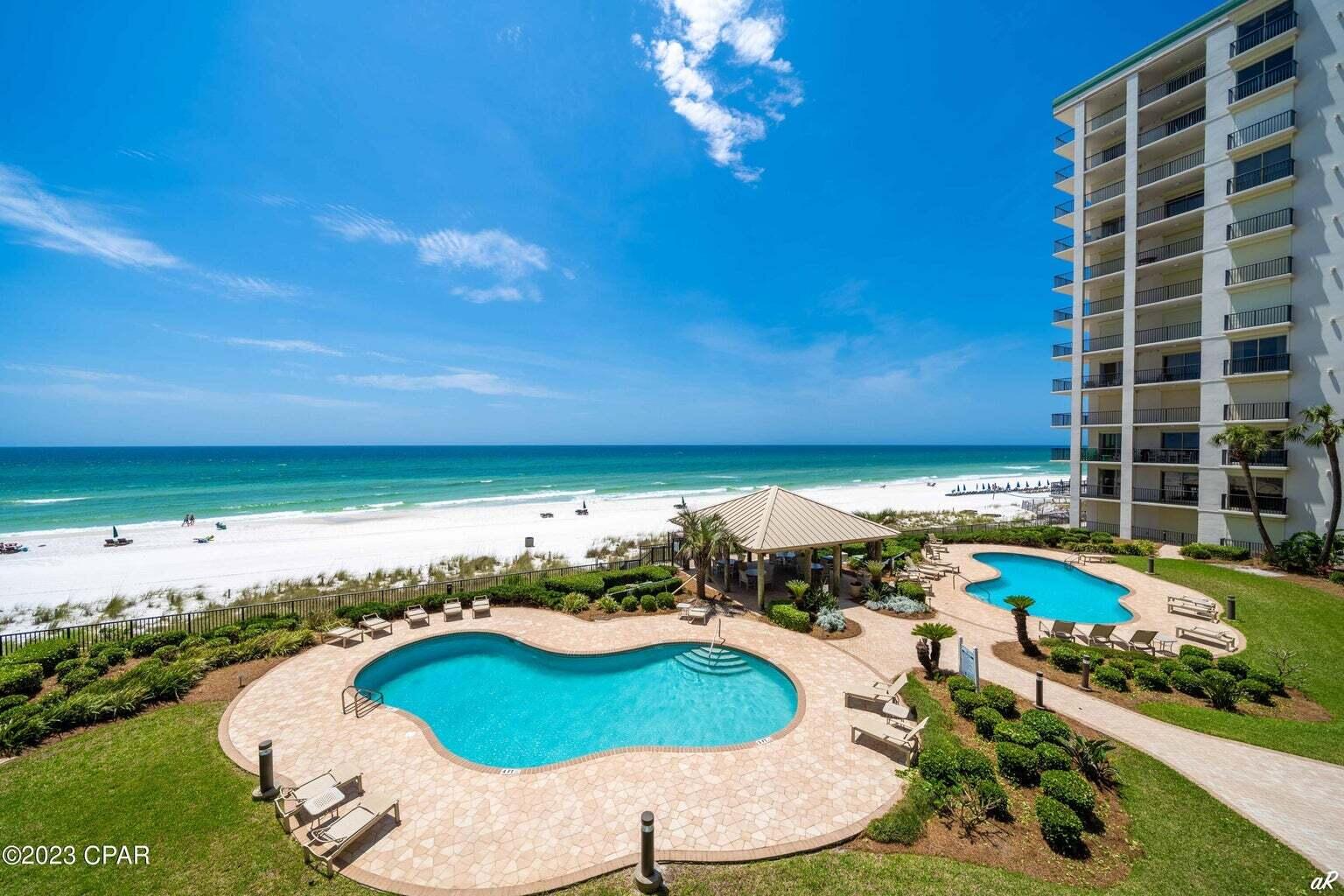 SummerWinds Condominium is a one-of-a-kind luxury gulf front condominium located on the east end of Panama City Beach. SummerWinds has 72 units in two buildings, both with 12 stories overlooking the Gulf of Mexico. It is a gated, private, community and is a ''non-rental'' community with a variety of high-end amenities. This condominium is a three bedroom, three bath floor plan with a single car garage. 9-foot ceilings, crown molding, spacious laundry room and large balcony. The unit features a bunk and office in the closet area, wall to wall carpet and tile, a jacuzzi tub with separate shower and an oriental rug to keep in the foyer.