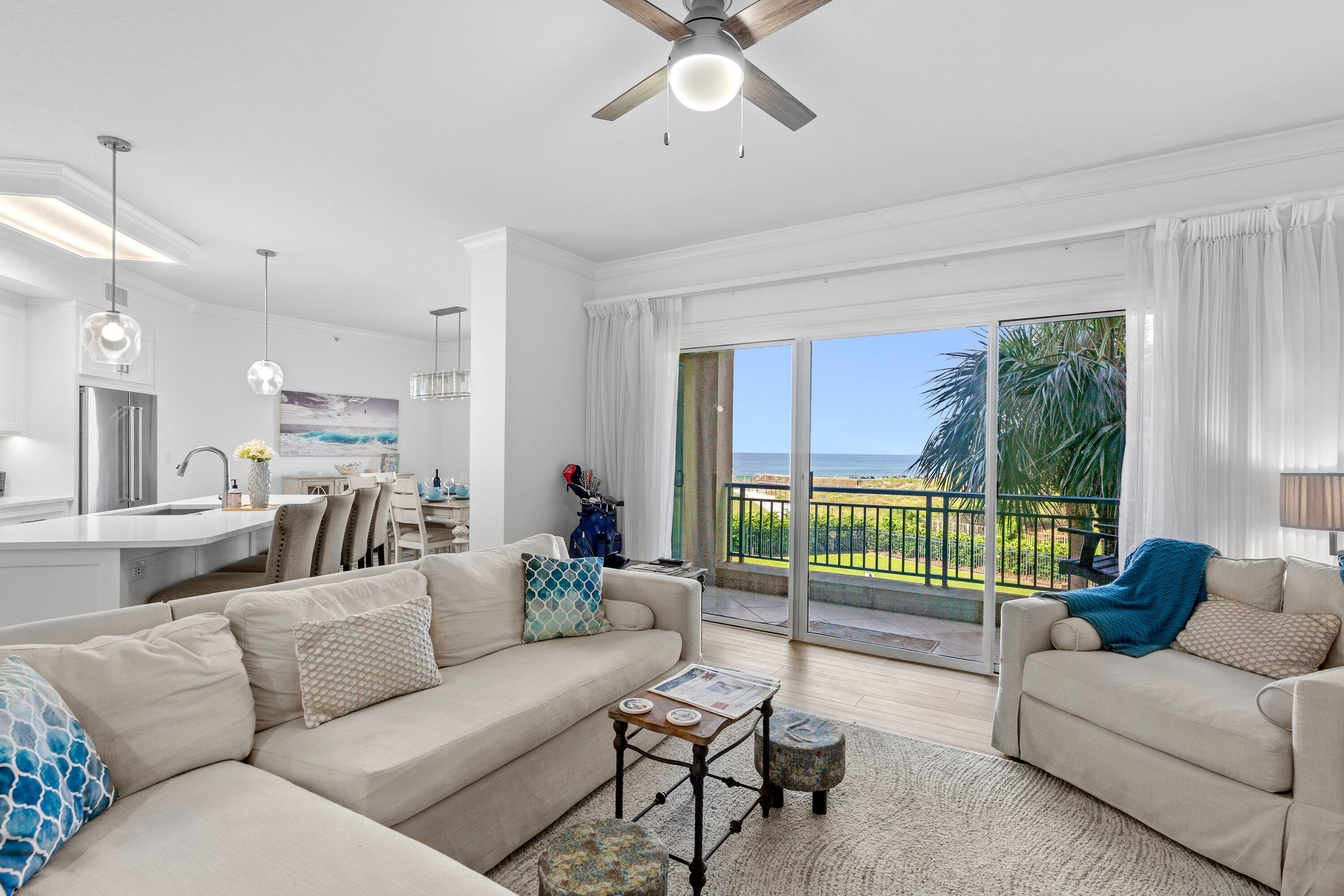 FIRST/ SECOND FLOOR Waterfront Living at Southwinds, NO ELEVATORS ...A much sought after NON-RENTAL LOCATION. The building is located in the gated community of Sandestin. Owners enjoy the peace and quiet at their own private beach, fenced in dog park, and beautiful gulf sunsets in the evenings. This 2bd, 2.5 bath townhome style condo unit was completely remodeled late 2021 featuring new flooring throughout, all NEW cabinetry with quartz countertops, NEW stainless steel appliances, solid wood doors and tankless water heater. This condo includes a full size washer and dryer, patio access to the dog park and an ocean view balcony. Owners and guests enjoy beach setups daily, covered parking, golf cart parking, heated pool and hot tub, gas grills and more! More photos coming soon !