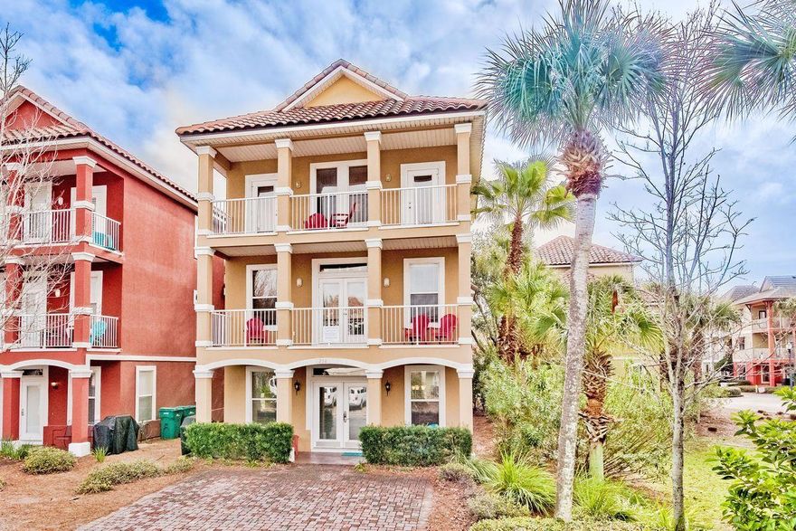 Discover, ''Changes in Latitude'', a remarkable three-story rental machine with tasteful coastal decor located in the gated neighborhood of Villages of Crystal Beach. This six bedroom beach retreat is the ideal investment opportunity and grossed over $60,000 in 2019 with high owner usage during peak season. With minimal owner usage, this home is projected to gross over $71,000 in rental income. Tucked away at the end of the street, this ideal location offers privacy with lush green landscape on the west side of the home. The current owners have taken exceptional care of this home and had many updates done in 2017, including new interior and exterior paint, a new refrigerator and brand new furnishings, blinds and electronics throughout. The updates continued in 2018 and 2019 with a new