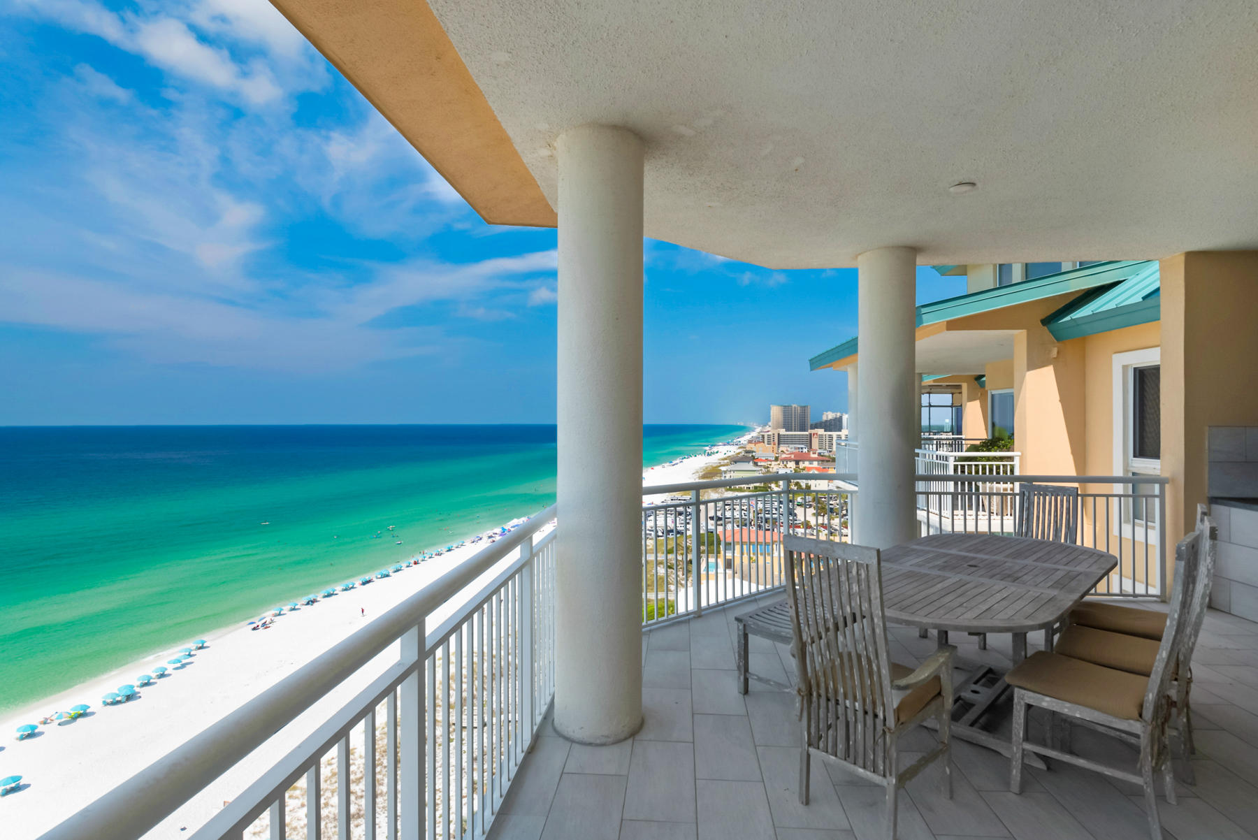 This Immaculate 4 bedroom and 4 bath Gulf Front Penthouse offers the utmost in luxury and privacy with panoramic views of the gulf , beautiful sunrises and sunsets along with the sugar white sandy beaches. This modern and upscale condo has a spacious split floor plan, an open living area, a social / game area upstairs over looking the living area, excellent storage space, an oversized balcony with an outdoor grill, Amenities include underground parking, gulf front pool and spa , fitness center and a large community room. Hidden Dunes is a 27 acre beach front property that also includes a professionally staffed tennis center, tram service, lighted basketball court , 4 pools within the community, BBQ grills, 24 hour security. All dimensions to be verified by Buyers.