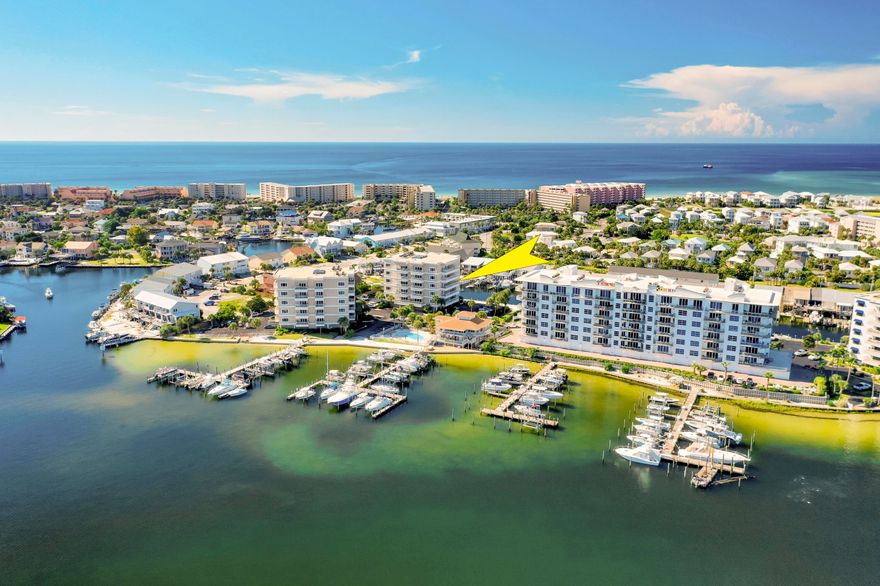 TURNKEY! FURNISHED! NO SHORT-TERM RENTALS! This harbor-front condominium features amazing vistas, two bedrooms, one bathroom, 900 square feet, and is located in the gated community of Sun King on the scenic Destin Harbor of Holiday Isle. Sun King is well maintained and has so much to offer! The amenities include, but are not limited to, a community pool, club house, community room, an entertainment area to gather and enjoy the fireworks, and most importantly, a coveted private marina. The boat slips are based on a first come-first served availability. You can enjoy boating on the Destin Harbor without having to purchase an additional boat slip! Not to mention, you are only a short stroll or bike ride to the beach! If you don't feel like driving, contact the water taxi... to transport you to the nearby restaurant, shopping, and entertainment venues. Short-term rentals are not permitted at this subject property. Please call to coordinate your showing today!