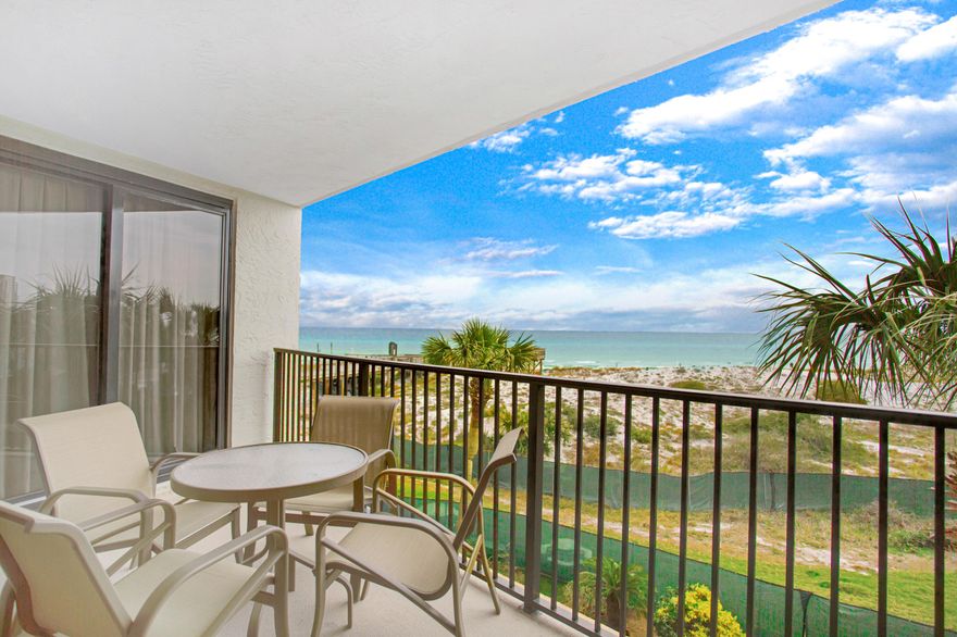 Stunning southwestern views from this 3rd floor gulf front condo. You have front row seats on your private, covered balcony to the most breathtaking sunsets over the beach! Featuring stainless steel appliances, updated master & guest baths, new 2018 LG washing machine, new 2019 sleeper sofa, dining chairs, & artwork. Low maintenance tile flows throughout every room. The master suite offers the ultimate relaxation with large windows showcasing the gulf views and a private ensuite featuring a large walk-in closet. Beachside I owners & guests enjoy private beach access & (Coming Soon) a brand new resort style pool featuring a spa, outdoor kitchen grill area, and lounge deck.
