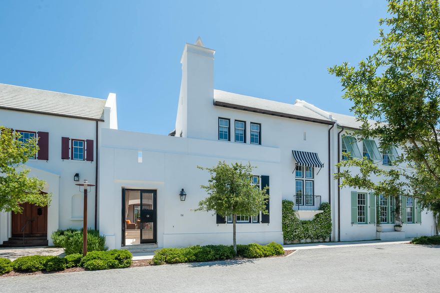 Primely located in the heart of Alys Beach, this 2,561 sf courtyard home was custom designed by renowned architect, Eric Watson. Two separate courtyards, each with private loggias, offer quintessential Alys Beach living. A private master bedroom is complemented with two first floor guest suites. The dining room looks out to each courtyard and is defined by a vaulted timber beam ceiling. A large living room provides a sense of comfort and ease with an inviting fireplace and 13 foot ceilings. Natural coral stone countertops, venetian plaster, and slate flooring are just some of the luxury finishes found throughout this home. This property is being offered with professionally installed furnishings.