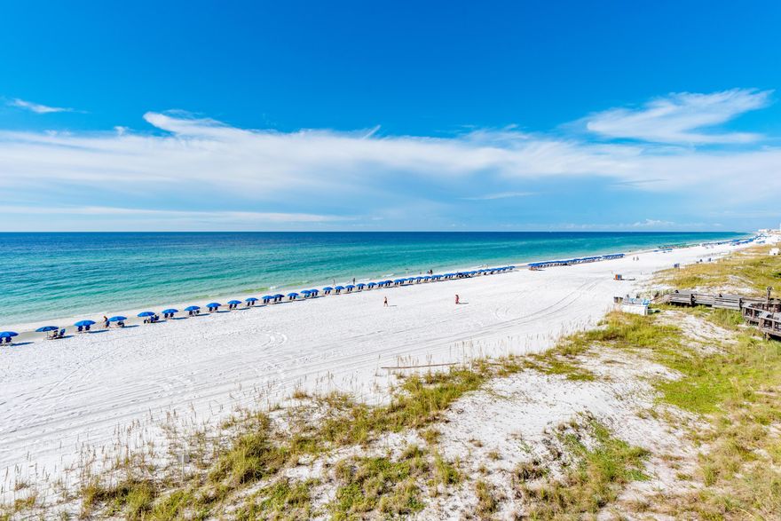 Located in the gorgeous building of Gulfgate Condominiums, this 2 bed 2 bath boasts expansive Gulf views from every window! Spacious kitchen featuring granite countertops and extra large breakfast bar. Updated flooring and furniture through out. Master bedroom includes floor to ceiling windows overlooking the white sand beaches and gulf. Large balcony allows for great entertaining space! Condominium features workout facility and family friendly pool over looking the water. Luxury living at the beach!Buyer to verify all information and dimensions. Information is deemed reliable but not guaranteed.