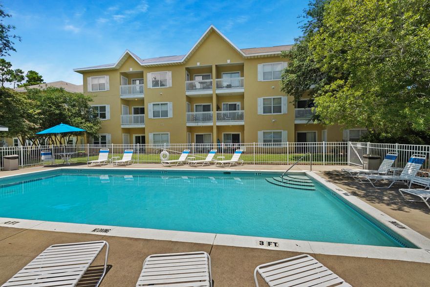 Best deal on 30A! Steps from Old Florida Fish House and shops, this charming end unit on the second floor has plenty of natural light flooding in on the freshly painted walls. Herons Watch Way is tucked between all the activities along the best towns of 30A. Ceramic tile throughout, the kitchen overlooks the dining area and cozy living room. Both bedrooms are spacious and the balcony provides a great view of the pool with convenient outside storage. This condo is the perfect primary or secondary home or vacation rental!