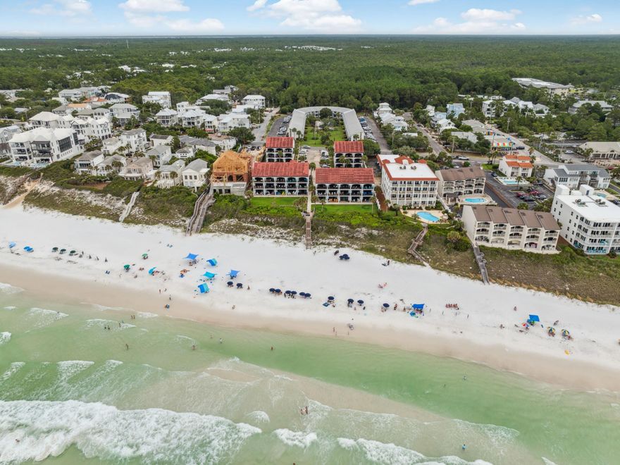 **NEW ROOF COMING IN 2025 AND ASSESSMENT PAID BY SELLERS!**  South of 30A in Seagrove Beach and selling fully furnished this beautiful second-level unit is in the highly sought after community of the Palms at Seagrove! Located just seconds to the private beach access, this unit is selling turn- key offering high-impact sliding doors, new water/dryer, and nicely updated kitchen and bathrooms.  The primary suite features a king size bed and a private ensuite with walk in shower. For additional sleeping space you'll find a custom set of twin built-in bunk beds and a second full bathroom offering a tub/shower combo. Sitting atop a 25-ft. bluff, the Palms at Seagrove is a low density Gulf-front complex featuring a community pool, a private boardwalk beach access, and easy access to shopping and dining in nearby communities of Seaside, Seagrove Beach, and more. Recently, the family-friendly community has undergone a complete external overhaul to include new stucco, new paint, new aluminum railings, replaced worn wood, and new sliding storm doors.  Upcoming project to include roof replacement with assessment already paid by seller. 