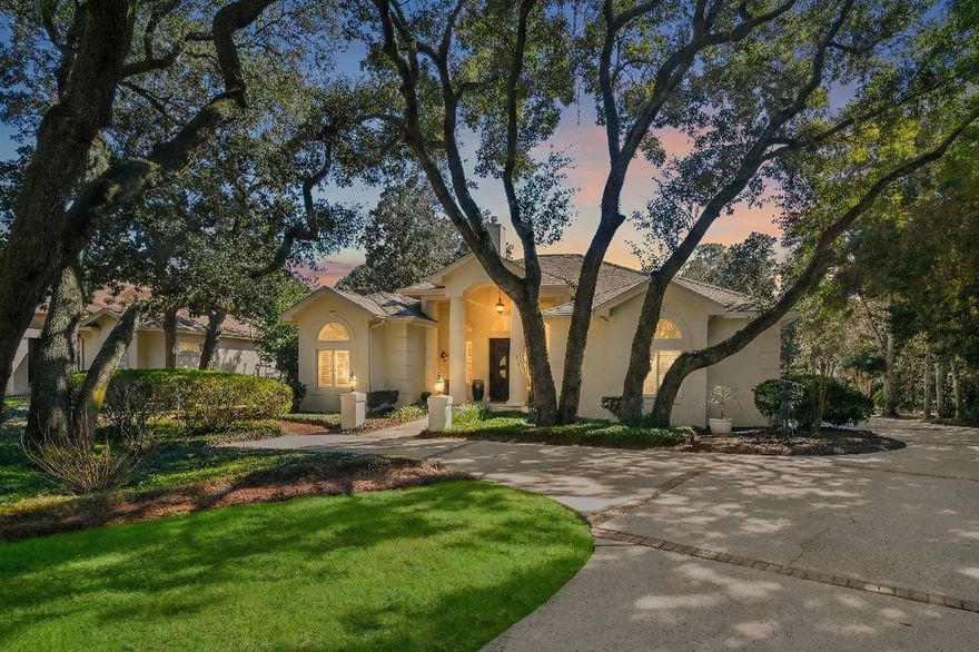 Tucked away at the end of a quiet cul-de-sac within The Plantation enclave of Kelly Plantation, 4505 Olde Plantation Place offers a rare blend of privacy, natural beauty, and thoughtful updates, all just steps from the Bay. Set on a generously sized homesite, the property is framed by mature Oaks and lush native landscaping, creating a serene, park-like setting. The home backs to a protected nature preserve, ensuring lasting privacy with no rear neighbors. Designed for both comfort and entertaining, the outdoor living space is a true standout, complete with a screened-in pool, spacious patio, and tranquil views of the surrounding greenery. Whether enjoying a quiet morning or hosting guests, this space captures the essence of relaxed coastal living. Inside, the home has been meticulously Inside, the home has been meticulously maintained and flows seamlessly through the living, dining, and kitchen spaces. The primary suite is thoughtfully positioned apart from the additional bedrooms, offering privacy and direct access to the outdoor living area. The spa-like ensuite features a soaking tub, walk-in shower, and dual vanities. Additional touches, including a wine cooler and outdoor media setup, further enhance the home's livability and appeal. This offering represents a compelling opportunity to enjoy the lifestyle and amenities of Kelly Plantation in a beautifully maintained, move-in-ready home.