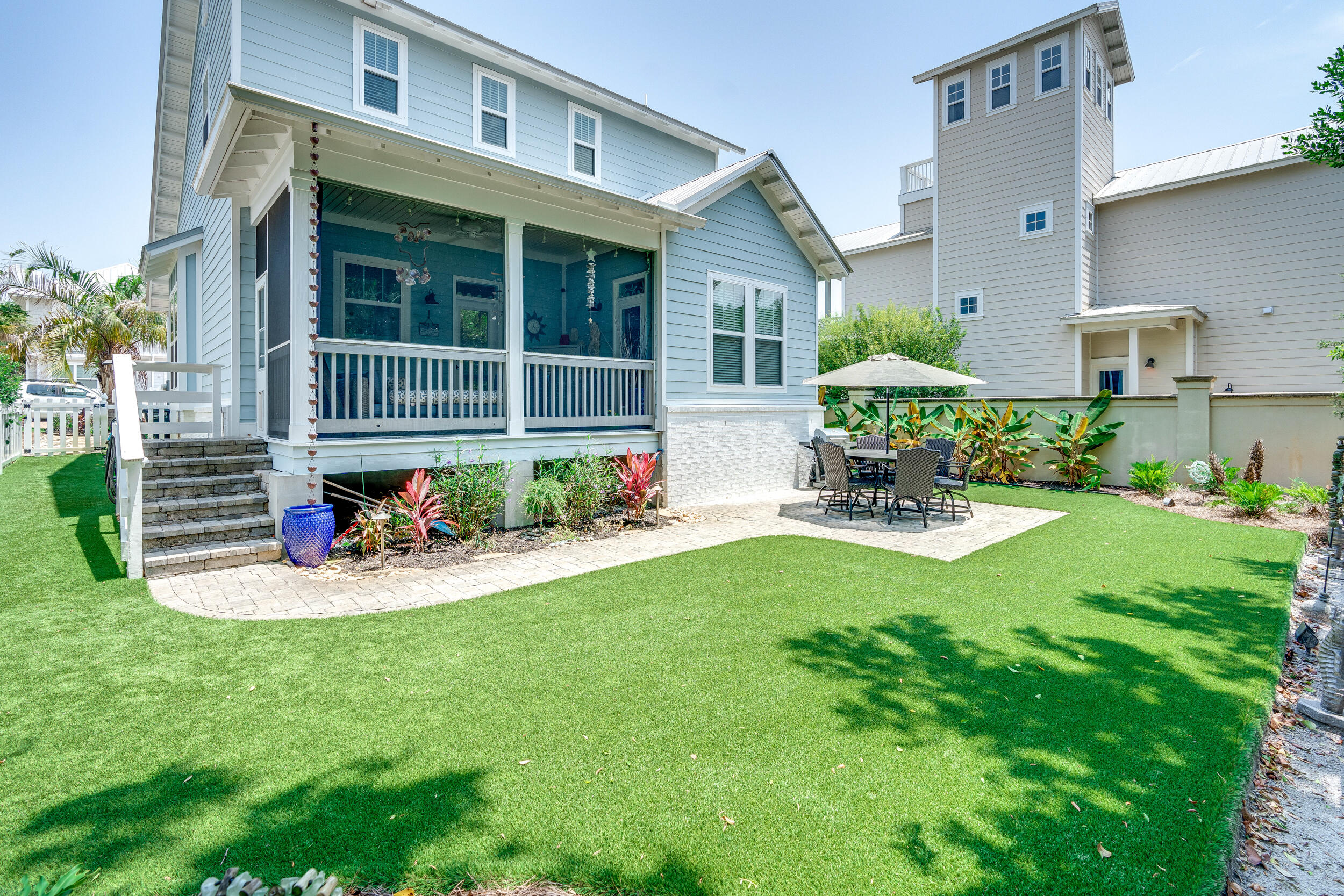 BEST PRICED Home in Inlet Heights!Sellers to credit Buyers $5k towards Closing Costs or Rate Buy Down with accepted offer. Welcome to your dream home at Inlet Heights! This stunning property offers a luxurious and comfortable living experience with its exceptional features and convenient location.  For those seeking an investment opportunity, this property can be used as a short and long term rental, providing the potential for an attractive rental income. This spacious residence boasts 3 bed / 2.5 bath and provides ample space for you and your family. The master suite, located on the main floor, offers private porch access, allowing you to enjoy peaceful moments while taking in the picturesque surroundings. Step inside and be captivated by the inviting atmosphere of the home. The screened-in back porch is the perfect spot to relax and unwind, providing an ideal space for entertaining guests or enjoying a quiet evening outdoors.

The kitchen features a gas stove and granite countertops that add a touch of elegance and functionality. The open layout seamlessly connects the kitchen to the living area, creating a seamless flow for everyday living and entertaining. Once upstairs, you will see the landing area that is perfect for a home office and work space, A full bathroom and two bedrooms with king beds. The beautifully landscaped backyard features synthetic grass, ensuring a low-maintenance oasis for you to enjoy year-round. Built in 2016, this home has been meticulously maintained and has not been rented since mid-2016.

 Inlet Heights residents and guests have access to the community pool at Grande Pointe, which overlooks the stunning Lake Powell. This home is perfectly situated at the end of a cul-de-sac home, offering privacy and creating a serene retreat. Additionally, the property comes fully furnished, allowing you to move in seamlessly and start enjoying the coastal lifestyle immediately. 

With its prime location, you'll have easy access to some of the most incredible public beach accesses along the renowned 30A. Immerse yourself in the beauty of the coastal scenery and indulge in the crystal-clear waters and white sand beaches. Don't miss the opportunity to make this exceptional property your own. Schedule a viewing today and experience the ultimate blend of comfort, convenience, and coastal living at Inlet Heights.