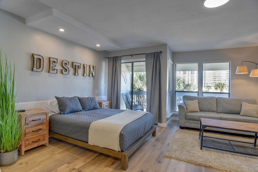 Proven rental history grossing $55K-$60K annually over the past four years. Fully furnished and completely remodeled, including a new A/C unit. Just a one-minute walk to the beach, with partial Gulf views from the balcony-one of the few studio units in gated Sandpiper Cove to offer this.Enjoy resort-style amenities: multiple pools (including two heated in winter), three hot tubs, tennis and pickle ball courts, a par-3 pitch-and-putt golf course, on-site dining, and a beachfront snack shack for owners and guests.Sandpiper Cove also features private beach access and a prime central location, just minutes from Destin Harbor--accessible also by water taxi.