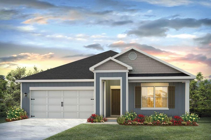 Welcome to Day's Landing! The Cali model, one of our most sought-after designs, offers a fantastic open layout for comfortable living. Featuring 4 bedrooms, 2 bathrooms, a covered patio, 2-car garage, and the 'Smart Home Connect' System with various convenient Smart Home devices. The well-appointed kitchen includes stainless steel appliances, a smooth-top range, built-in microwave, quiet dishwasher, corner pantry, island bar, eye-catching wood-look flooring, and plush carpet in the bedrooms. Bedroom 1 and the adjoining bath boast a large walk-in closet, double vanity sinks, a spacious shower, and extra storage. Enjoy the stylish curb appeal in the rapidly growing North Crestview area.
