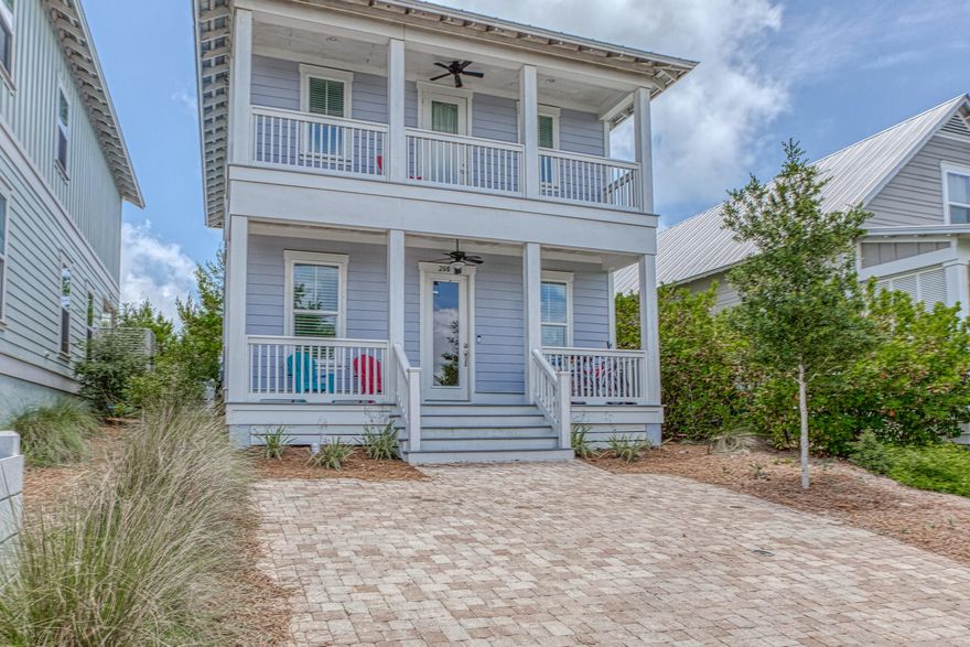 Welcome to Highland Parks, a unique community nestled in Blue Mountain Beach with beaches on one side and Point Washington State Forest on the other. Ideal for either a full time residence or vacation rental, this home is located in front of the neighborhood pool, sold furnished and grossing $56k in rental income. Walk through the front door and be WOWED by gorgeous tile plank flooring, a beautiful updated kitchen and a thoughtful open floor plan that bright and just makes you feel good. Downstairs there is also a half bath and an additional closet. Head up stairs to find 2 large guest bedrooms, a guest bathroom, laundry and a spacious master bedroom with ensuite. The master bedroom has a large balcony that overlooks the state forest.