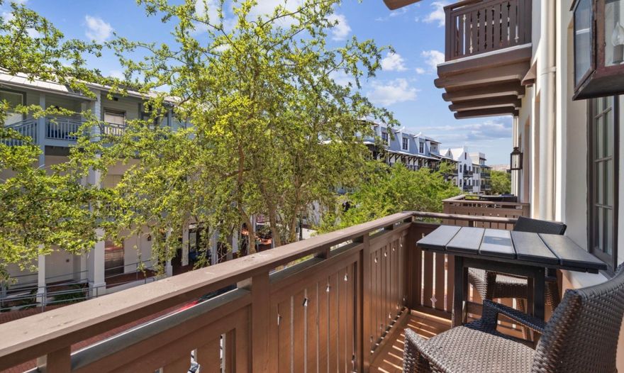 Concrete construction in the heart of Rosemary Beach Town Center, Barrett Place Unit 4 offers 1562 SF of light-filled living just steps from dining, shopping, and the beach. Positioned on the second floor, this is the only unit in the building with windows on all four sides, providing exceptional natural light and uncommon privacy. The oversized kitchen is a standout feature, complete with a full back counter workspace, center island, and separate bar with seating -- a rare layout that comfortably supports both entertaining and everyday living. The spacious primary suite, accessed just a few steps down from the main level, feels like a private retreat with abundant windows and generous scale. Proven rental history averaging approximately $100K annually. Balcony replacement is underway with completion projected for April 2026; the $48K assessment for Unit 4 has been paid by the current owners.Deeded underground parking and private storage convey. Secure coded access for stairs and elevator.