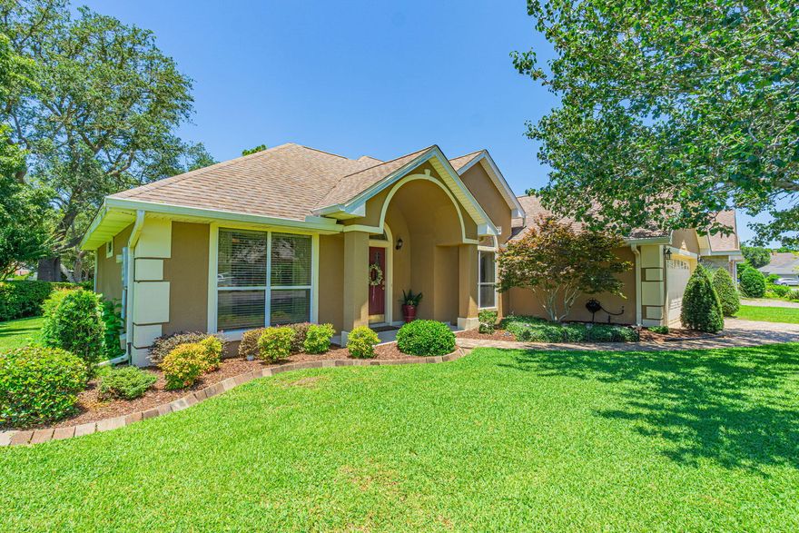 Nestled on the 3rd tee box, this beautifully designed 3-bedroom, 2-bath home offers the perfect blend of comfort and convenience. With a spacious open floor plan, the home features a great room, dining room, and a cozy sitting area seamlessly adjoined to an eat-in kitchen with a breakfast bar--ideal for both everyday living and entertaining. Enjoy an abundance of natural light throughout the home, highlighted by large windows and scenic views of the mature landscaping that surrounds the property. The split-bedroom layout ensures privacy and functionality, while the master suite offers a tranquil retreat. Step outside and relax on the screened-in, two-level patio, perfect for enjoying the outdoors in comfort, while taking in the serene views of the golf course.  Please See MORE! The 2-car garage provides ample storage with custom-built cabinetry, making organization a breeze. An extra bonus is the hidden safe! Ask me about it :) !! Whether you're an avid golfer or someone who appreciates peaceful surroundings, this home is a must-see! 
Buyer to verify all pertinent info