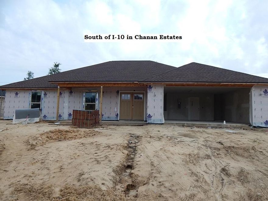 South of I-10 in the GATED Community of Chanan Estates. This Home is on Sewer not Septic. SHORT COMMUTE TO 7TH GROUP, DUKE AND EGLIN AFB. CLICK MORE. Buyer to verify schools & the Measurements were taken from the floor plan and the buyer should satisfy themselves as changes can occur during the construction process. The lot measurements were taken from the Okaloosa County Property Appraiser's website and/or plot plan/map. CCRs are available ask the agent for a copy. The sod and sprinkler system will be in the cleared areas of the lot. Note: There is a utility easement on the back of this property next to Airmans Memorial. There will be a privacy fence that runs down Airmans Memorial that will sit inside the property line, this area will not be sprinkled, sodded or landscaped.