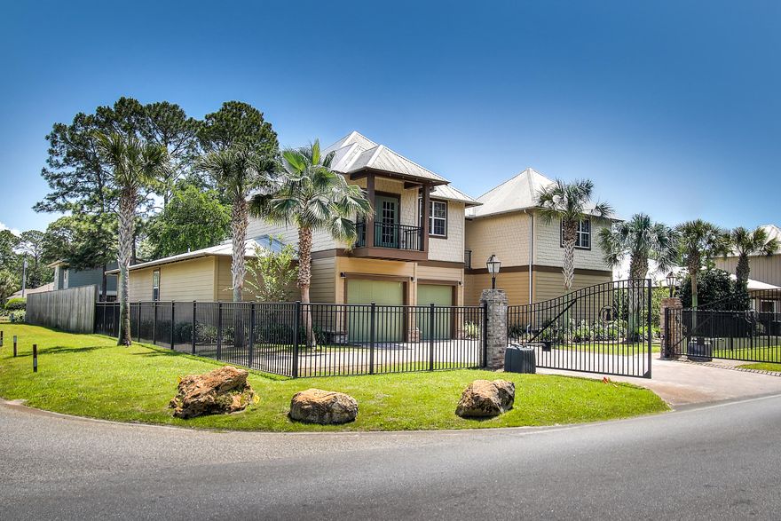 Welcome to this beautiful 5 bedroom 5 1/2 bath home with an office & private courtyard pool. Home is located on Buck Bayou deep water canal (with dock), gated entry & a big yard with black aluminum fencing. As you enter the front door, you are greeted with your private courtyard pool oasis where you can enjoy your summer days. Once inside you are welcomed with an open floor plan with Living Room, Kitchen, Dining with beautiful Travertine diamond polished floors! Your kitchen has state of the art appliances, granite/travertine counters, & beautiful cabinetry. Just off the kitchen you have your Master bedroom with your Master bath having travertine counters, jetted tub& separate travertine shower. On the first level you also have a closed off office and 2 more bedrooms with en-suite bath