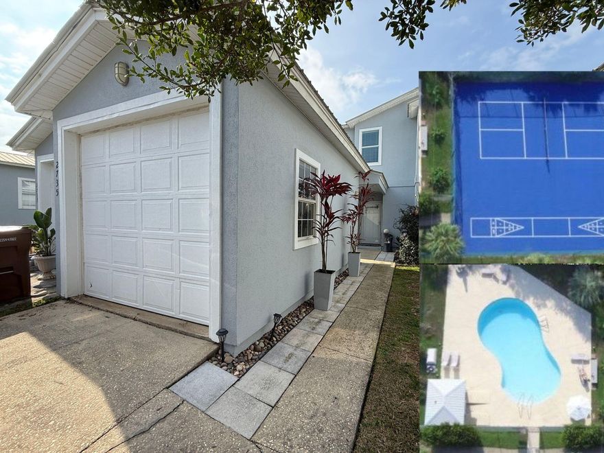 Luxury townhome and amenities at an affordable price!  There is nothing that hasn't been remodeled here. Step in the front door from the paver patio to a light and bright open floor plan with 9' ceilings.  The kitchen features quartz counters, single deep sink, stainless steel appliances, tile back splash and LVP floors. The main floor half bath and lighting is all new and stylish.  Step out onto the Trex deck to the generous sized fenced backyard perfect for pets. Upstairs you will find 2 bedrooms with ensuite bathrooms.  The primary features a custom walk in closet and the bathroom offers a tiled shower, granite counter and LED mirror.  The other bedroom has 2 closets with an updated ensuite bath.   The laundry is conveniently located on the 2nd floor and there are no popcorn ceilings. The detached 1 car garage is perfect for a smaller vehicle or storage. The HVAC and water heater, new in 2018, and metal roof offer peace of mind. The HOA includes lawn service, irrigation, a pool, pickle ball courts with shuffle board and half basketball court, a pet friendly park and a dock on East Bay all for $109/month. There is pest control for $35/quarter and a termite bond for $80/year. Make this affordable and low maintenance townhome your new home, vacation home or rental property. 