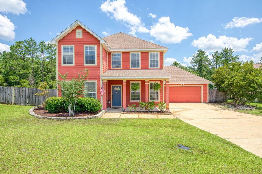 This beautiful property is on the largest 1.34 acres lot in the Sandy Ridge sub-division with a private, extra spacious backyard that backs to wetlands. Located south of the 10 Freeway, and a short drive to Duke Airfield, 7th SFG & the Eglin Airforce Base. This extra large lot has 3 gates, including an RV/boat gate. There are only side fences with just one neighbor on the right. The back is open to wildlife & not fenced; however, the entire property is lined with an invisible fence for pets security to not wander in the woods or stray from home (large collar included). All three bedrooms and two full bathrooms are located on the second floor, including the laundry room. The main bedroom has a walk in closet, spacious ensuite bathroom with double vanity, water closet, separate shower & tub.