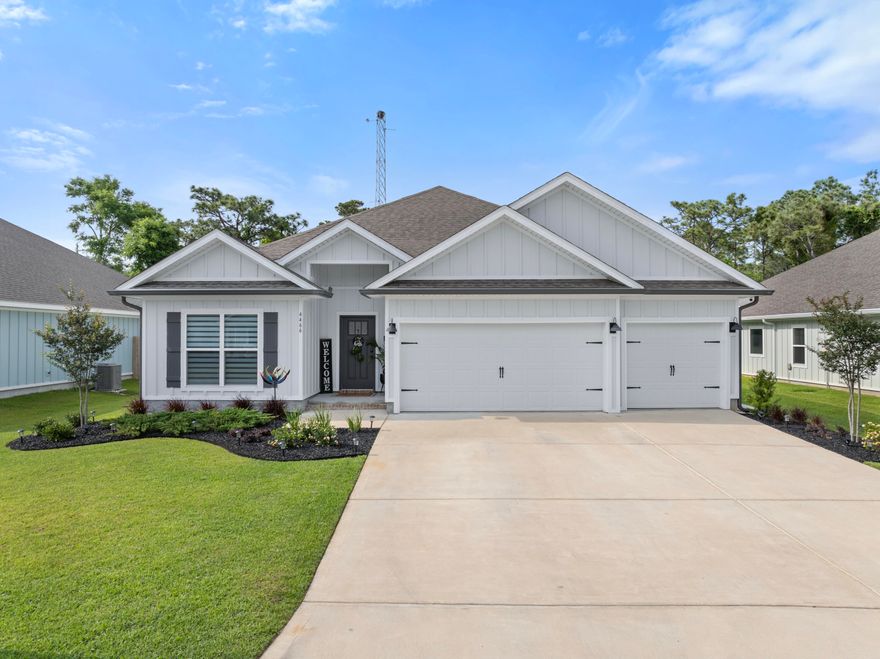 Everything you need in this pristine condition 2022 build! This beautifully crafted 4 bedroom, 3 bathroom home boasts 2,304 square feet of open-concept, modern living space. With a gourmet kitchen that flows seamlessly into the dining and living rooms, the possibilities for hosting gatherings are endless! Enjoy the privacy of the primary suite, which includes a garden tub, double vanities, separate shower, and walk-in closet. The beautifully manicured exterior includes two patios in the fully fenced-in backyard, perfect for entertaining, grilling, relaxing, and more. Other amenities include:3 car garageGranite countertopsStainless steel appliancesCenter island in kitchenWalk-in pantryUpgraded oil-rubbed bronze fixturesFabric hurricane protection Attic space storage, gutters, additional back patio, and oil-brushed bronze hardware, ceiling fans, light fixtures and faucets throughout the home. Located minutes from the beach, top-rated schools, and shopping, this home offers both comfort and convenience in one of Gulf Breeze's most desirable neighborhoods.