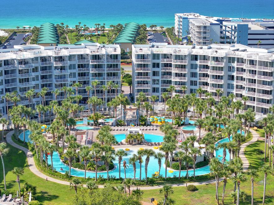 Enjoy the views of the Choctawhatchee Bay, the lazy river pool and the tropical landscape all while soaking in your very own private hot tub on this ground floor unit on Okaloosa Islands most sought after property Heron at Destin West Beach and Bay Resort.  This complex has a walk way over to the beach and Gulf of Mexico giving you easy access to the beaches as well as bay. This three bedroom 2 bath unit sleeps 8 and comes fully furnished.The best part is this first floor unit has a great patio to watch the sunset! The deck below the patio has your own hot tub and gas grill. You have great access to all pools on the property. The modern kitchen features stainless steel appliances, granite counter tops and tons of counter space for your cooking and entertaining needs. A large dining table seats six of the kitchen as well as a breakfast bar for extra seating.  The living room with floor to ceiling glass to enjoy your beautiful view features a large sleeper sofa as well as a 70" TV for the family to enjoy. 

You will enjoy 3 bedrooms featuring a king bed, queen bed and another queen bed with twin bunks in the room for the kids. 

There is so much more to this gorgeous unit, but the views, amenities and access to the beach and gulf makes this a fantstatic rental or 2nd home.  

There is an assumable VA loan as well at 2.5%.  Call for more details.  
Buyer to verify all dimensions*