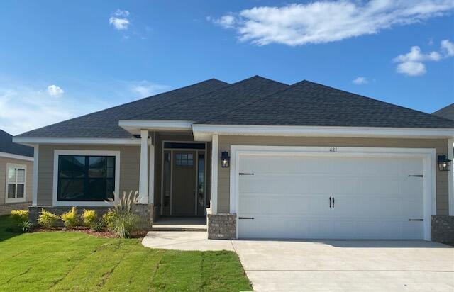 Seller pays most closing costs when a preferred lender is chosen. 4.99% fixed rate financing offered too! Just 20 min to S. Walton beaches or 15 min N. to DeFuniak shopping. This home backs up to wetlands, so you'll never have a neighbor out back. Craftsman 4 BR/2 BA with Hardiboard siding, brick skirt + stylish black window frames. LVP flooring throughout. Cathedral ceiling in main living area, all ceiling heights 9' or higher. 8' entry doors, quartz countertops. Master Bedroom has a large walk-in closet. M Bath garden tub + separate shower, undermount sinks and dual vanities, Moen faucets. Sprinkler system with well and pump, fully sodded yard. Garage door opener, attic pull-down stairs, bullnose corners on drywall in main living areas, wide baseboard trim.. City water and sewer.